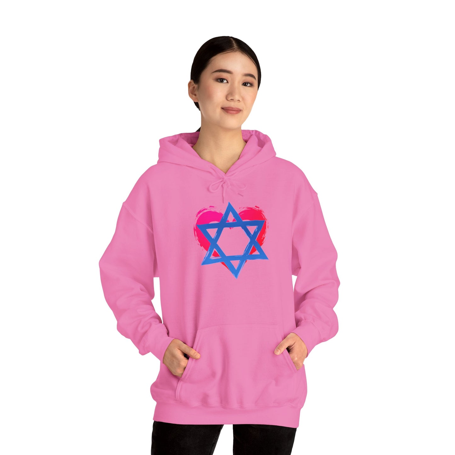 Star of David with Heart Unisex Heavy Blend™ Hooded Sweatshirt