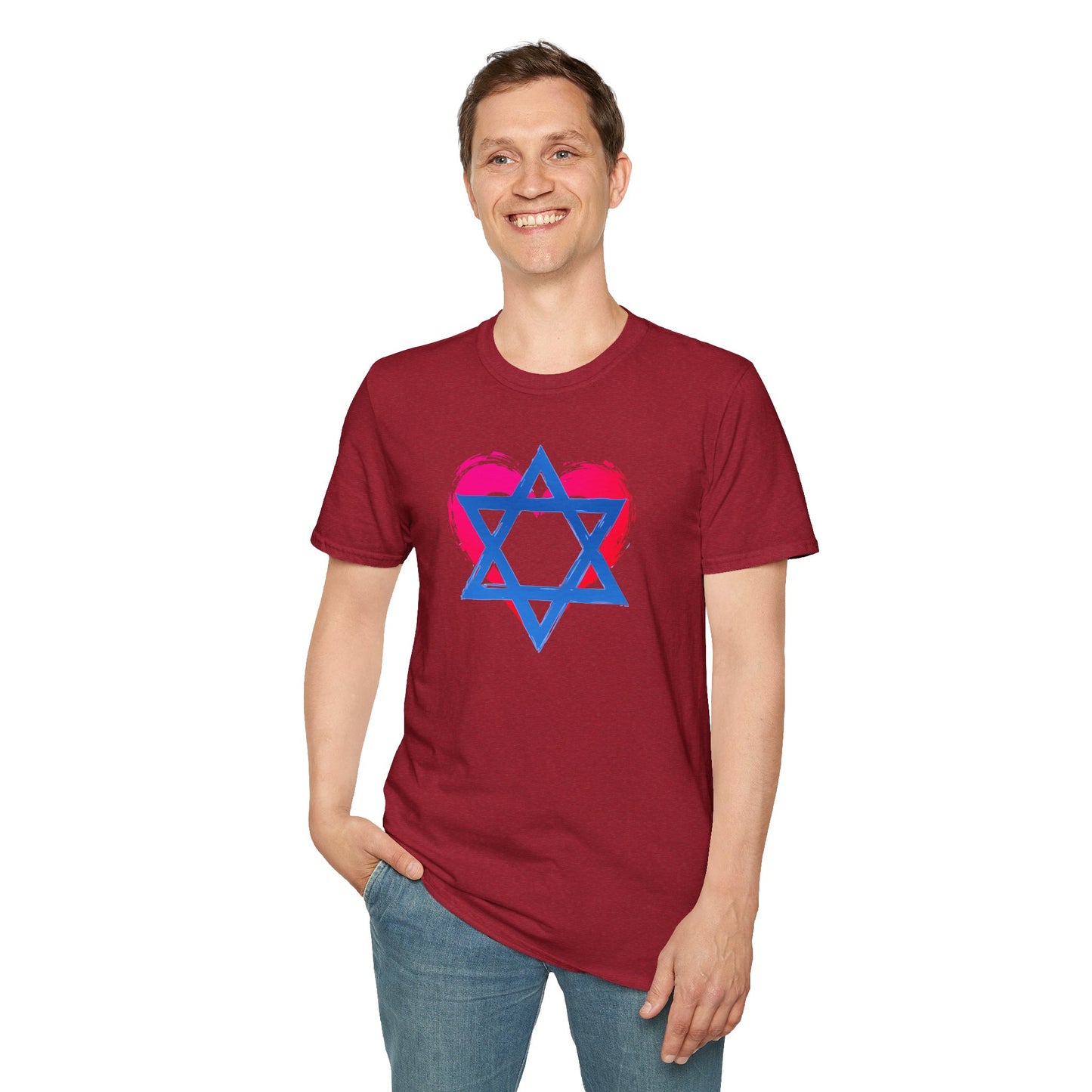 Star of David with Heart Unisex Softstyle T-Shirt