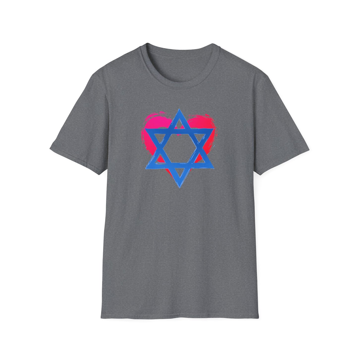 Star of David with Heart Unisex Softstyle T-Shirt