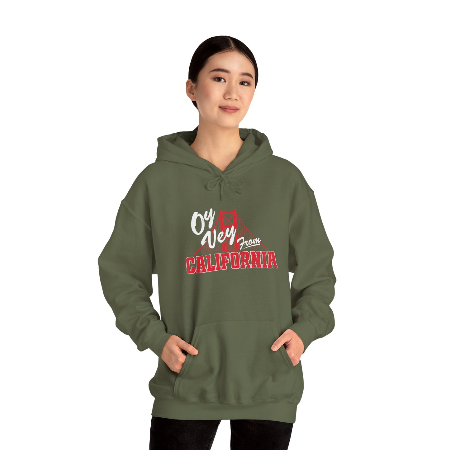 "OY VEY FROM CALIFORNIA" Unisex Heavy Blend™ Hooded Sweatshirt