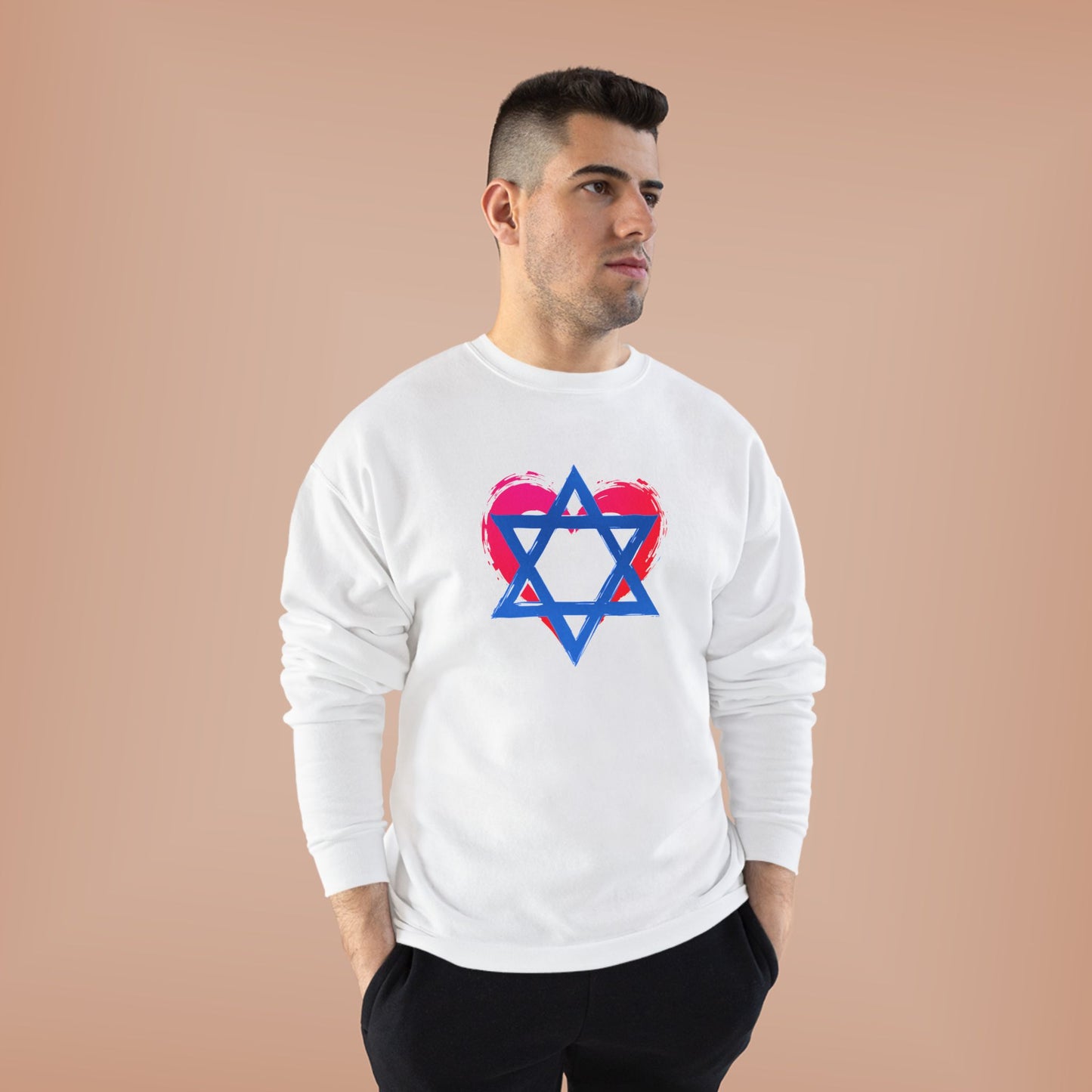 Star of David with Heart Unisex EcoSmart® Crewneck Sweatshirt