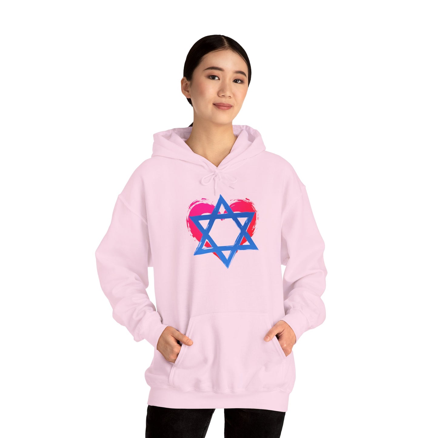 Star of David with Heart Unisex Heavy Blend™ Hooded Sweatshirt