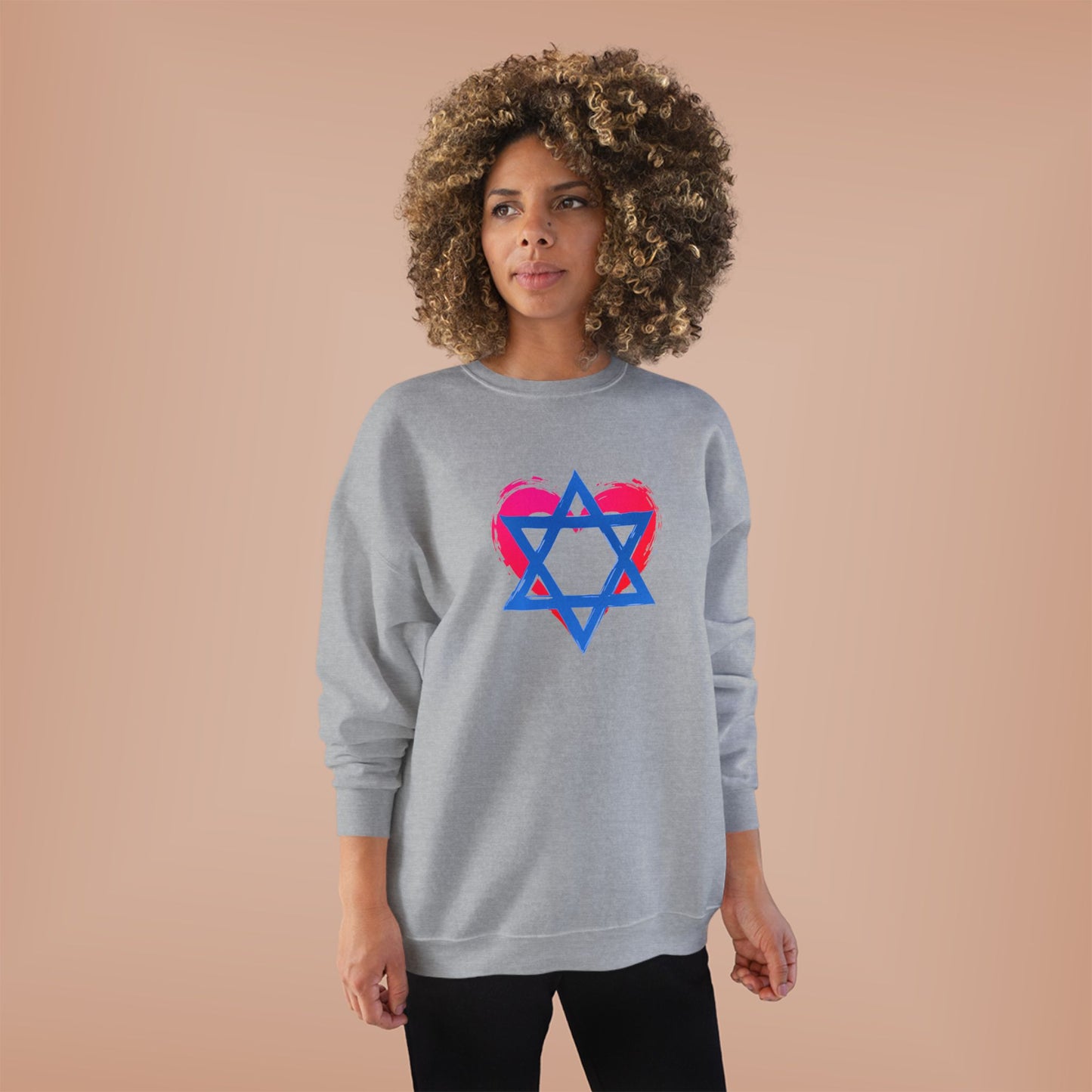 Star of David with Heart Unisex EcoSmart® Crewneck Sweatshirt