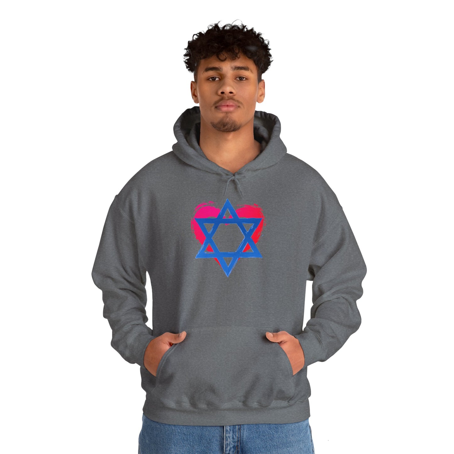 Star of David with Heart Unisex Heavy Blend™ Hooded Sweatshirt