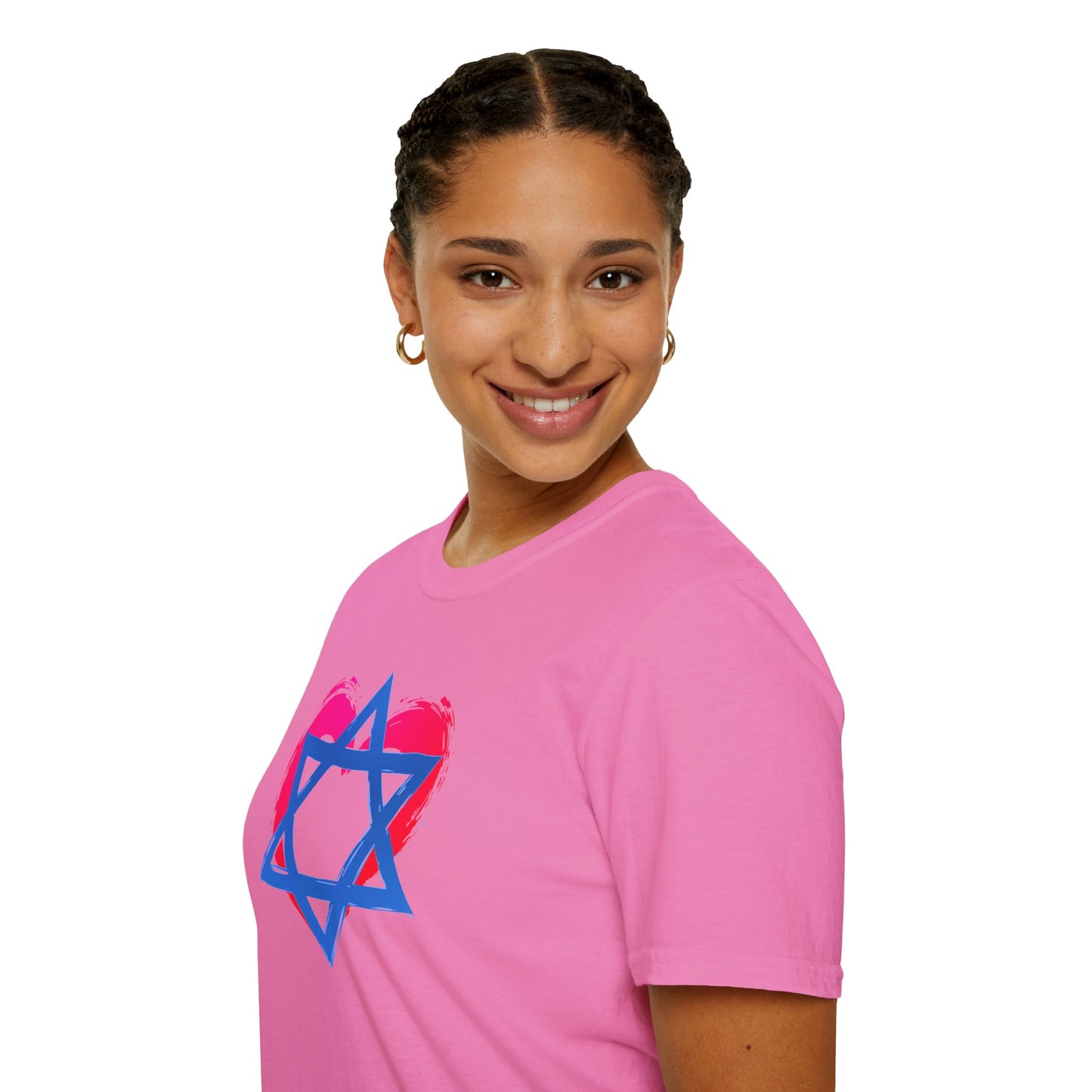 Star of David with Heart Unisex Softstyle T-Shirt