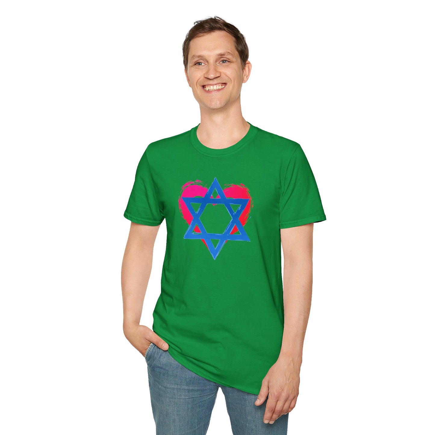 Star of David with Heart Unisex Softstyle T-Shirt