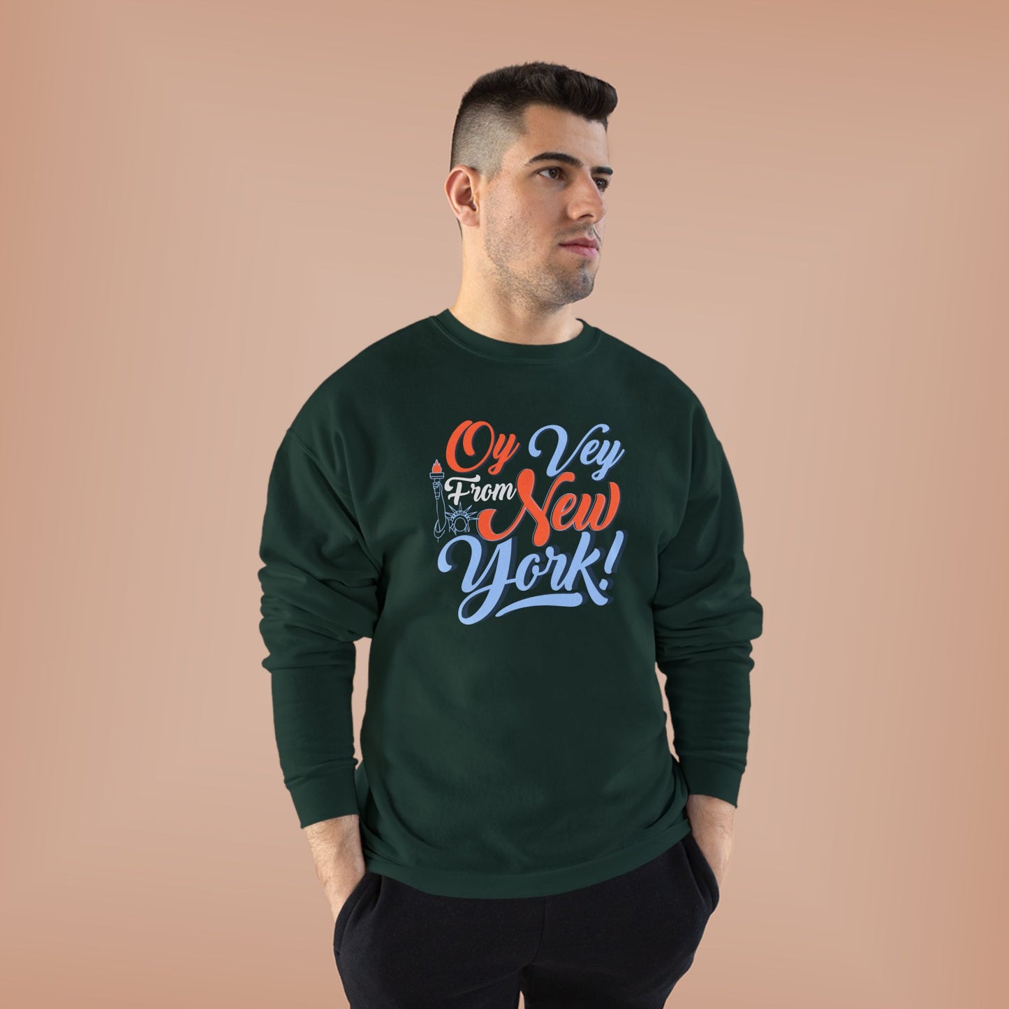 "OY VEY FROM NEW YORK" Unisex EcoSmart® Crewneck Sweatshirt