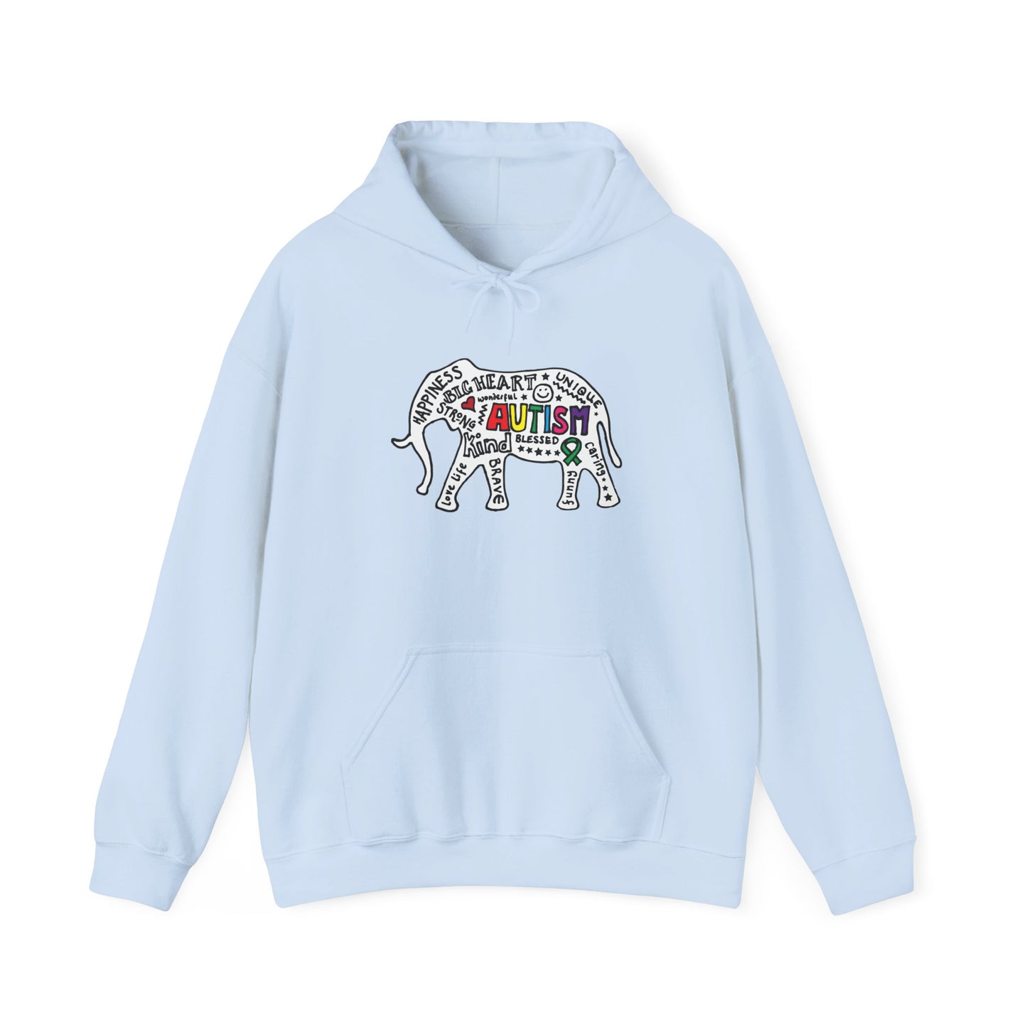 Autism Awareness Elephant Hoodie - Colorful Puzzle Piece Design