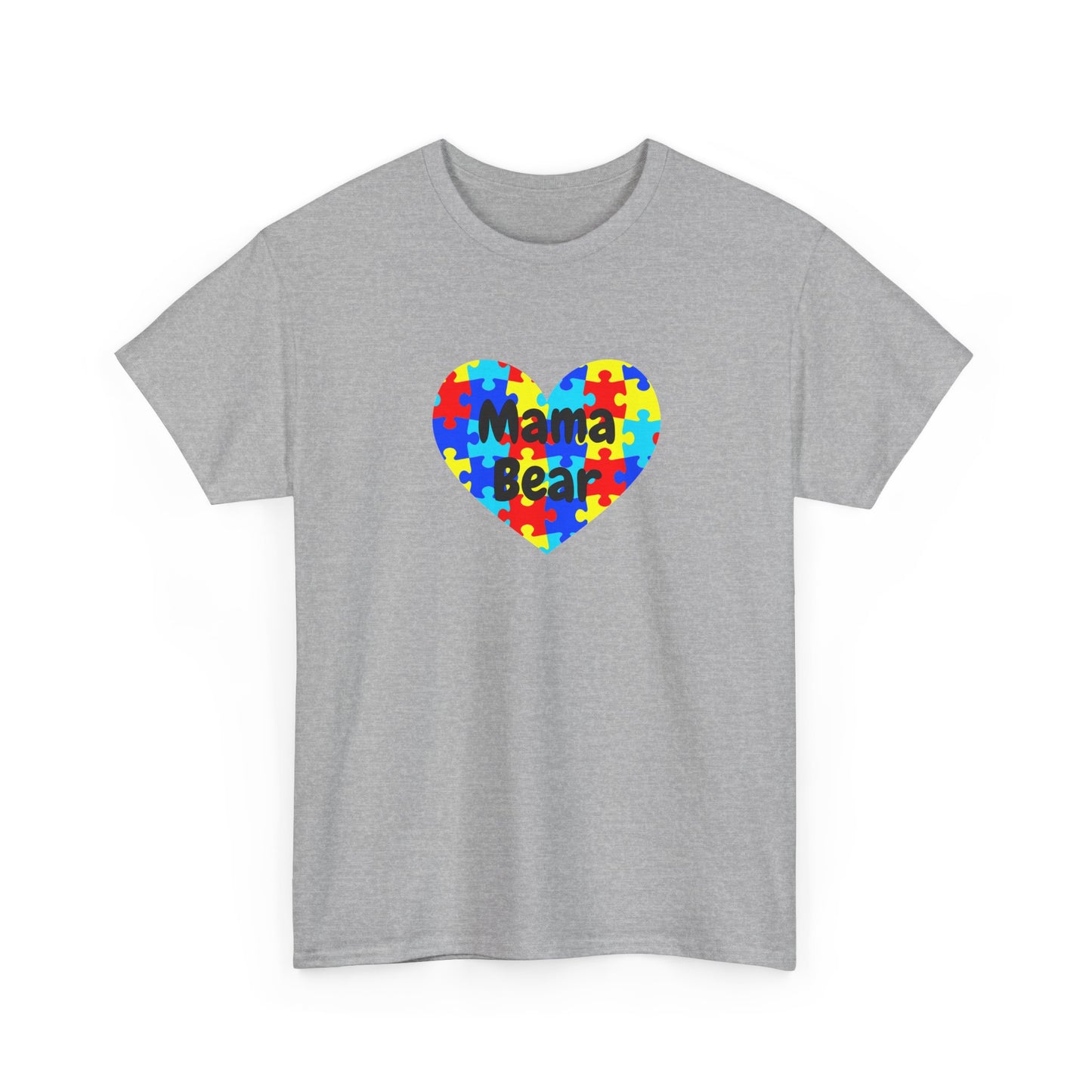 Mama Bear Autism Puzzle Heart T-Shirt - Autism Awareness Mom Tee