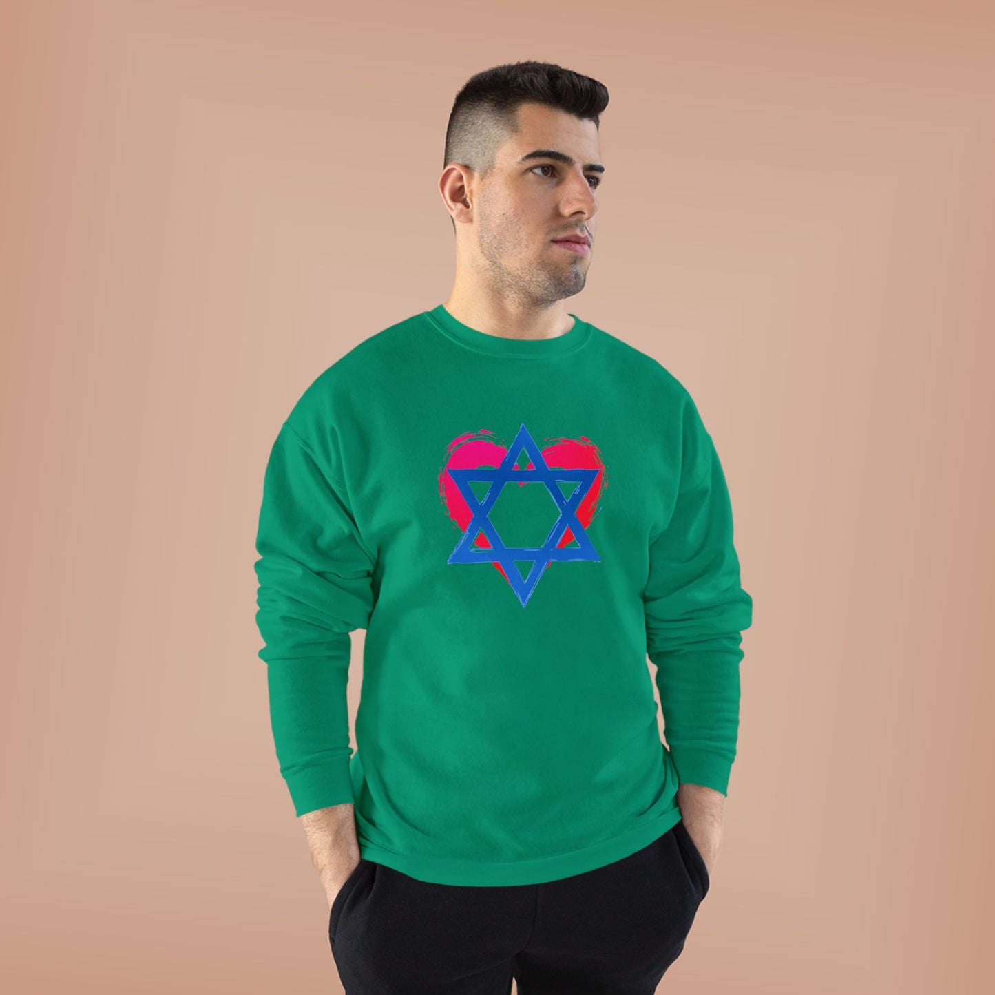 Star of David with Heart Unisex EcoSmart® Crewneck Sweatshirt