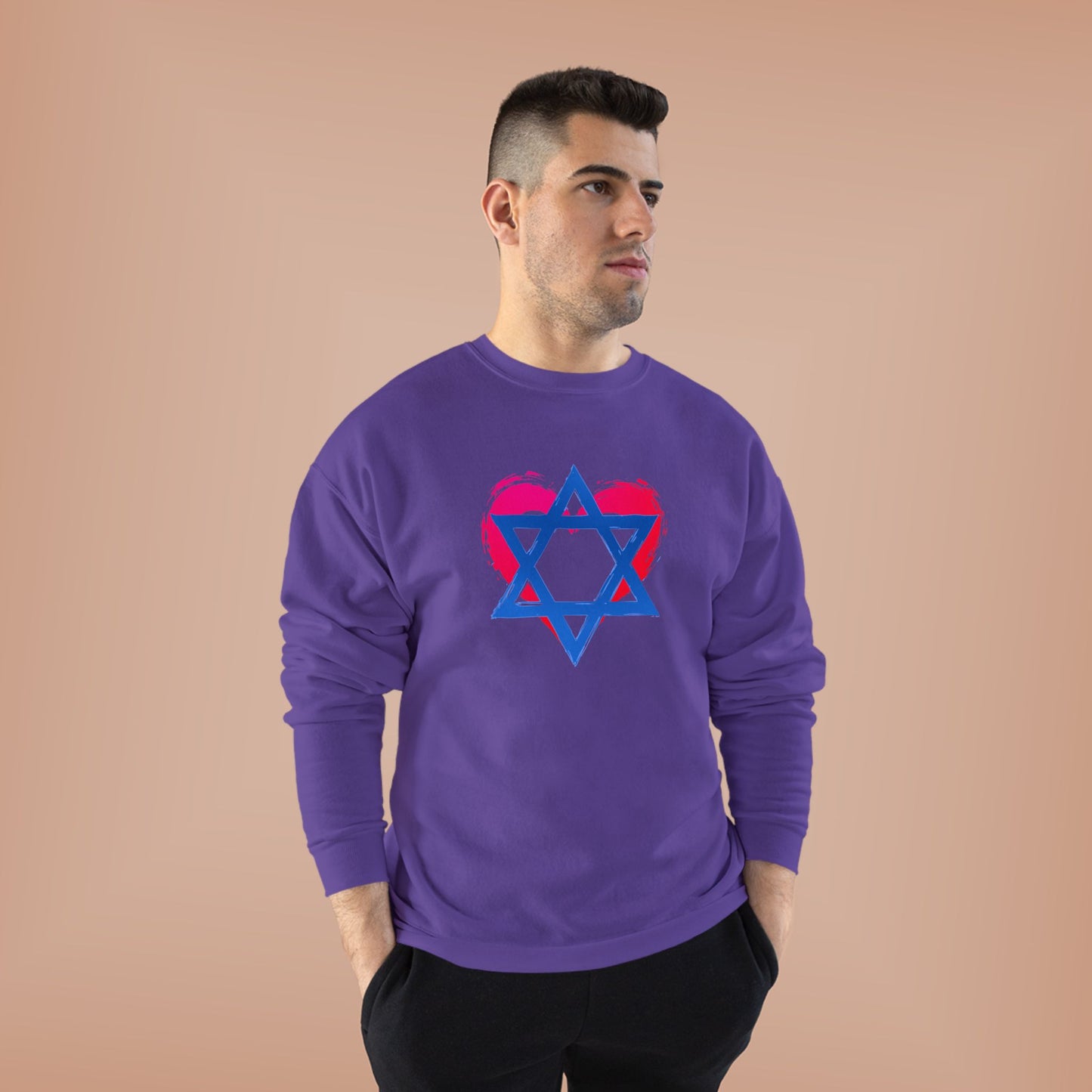 Star of David with Heart Unisex EcoSmart® Crewneck Sweatshirt