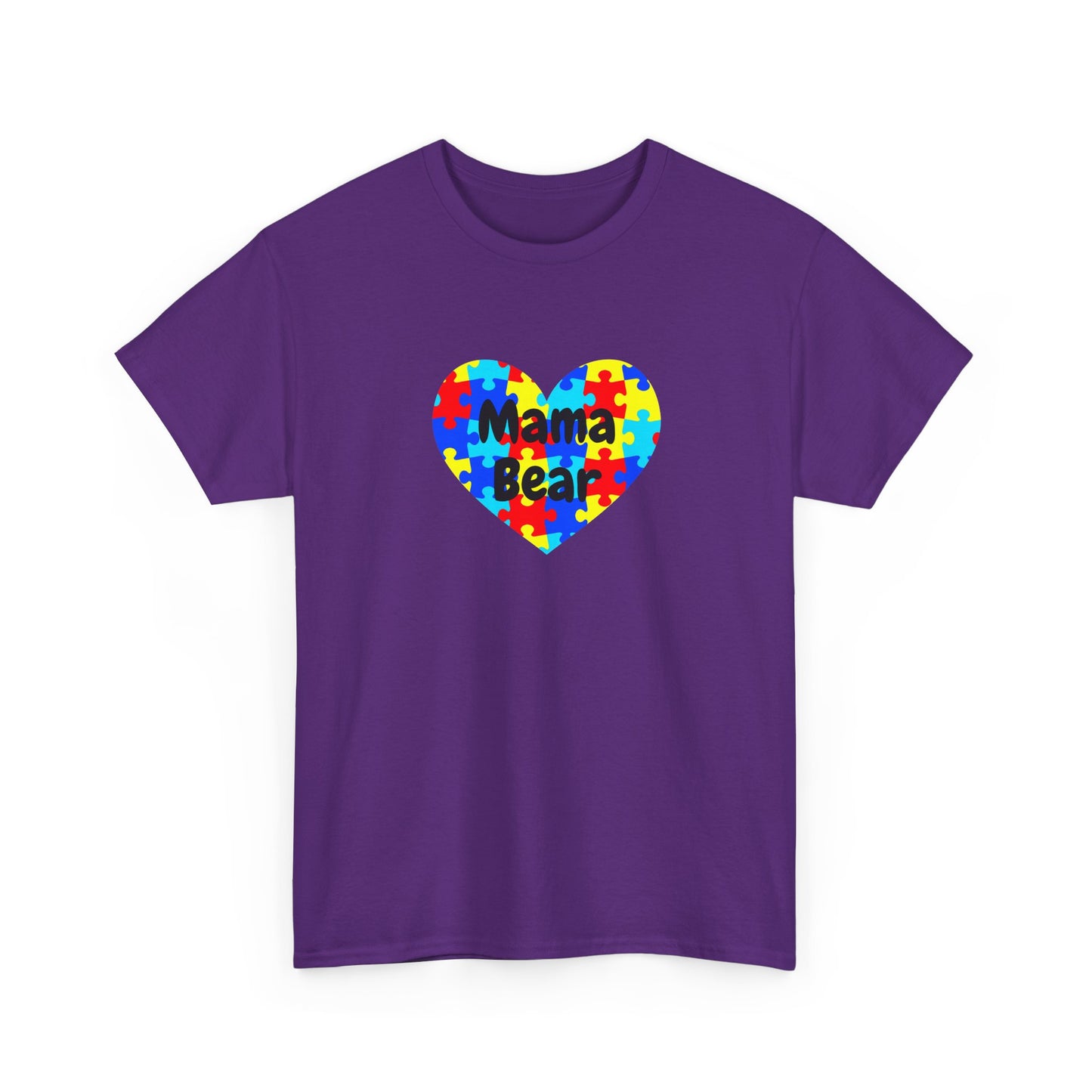 Mama Bear Autism Puzzle Heart T-Shirt - Autism Awareness Mom Tee