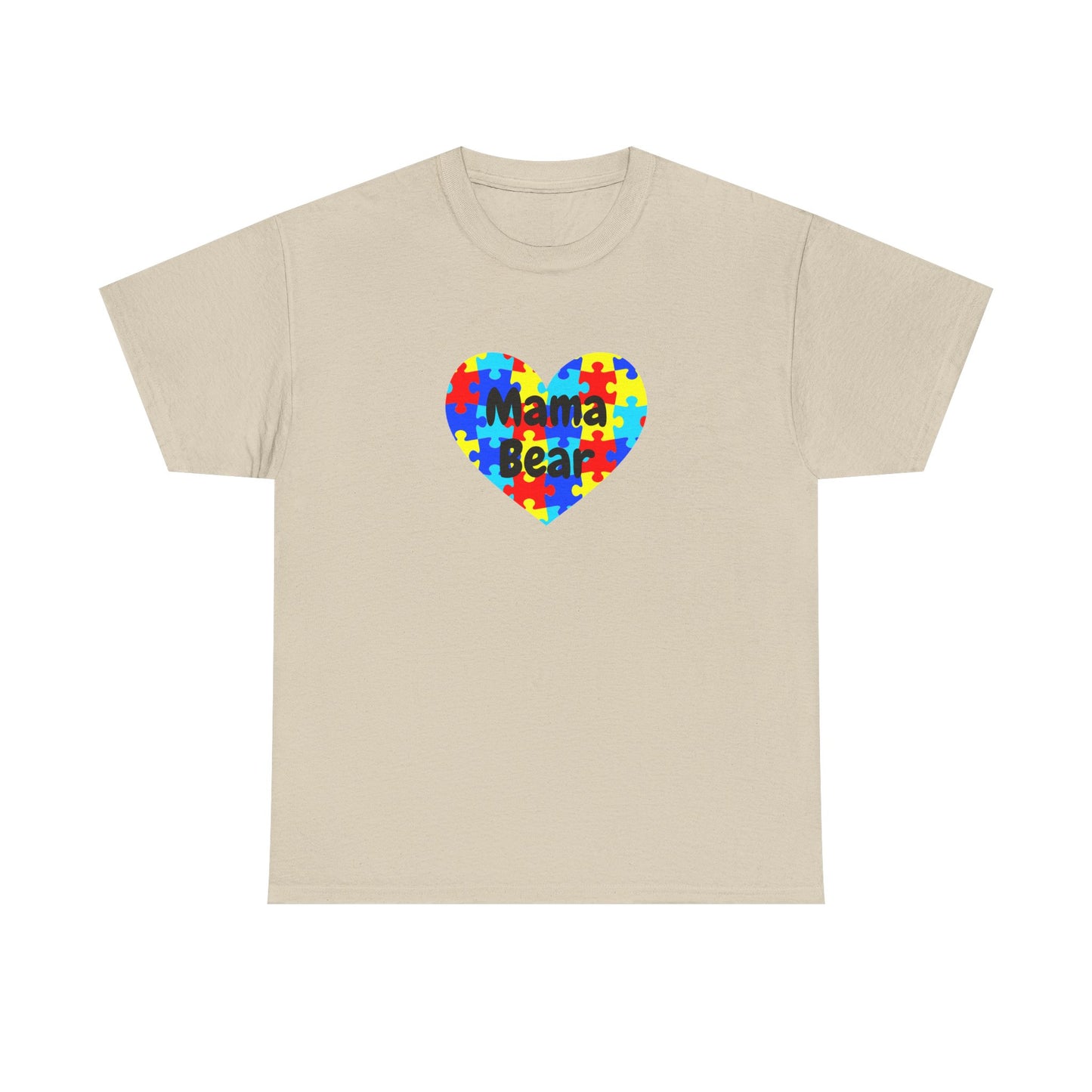 Mama Bear Autism Puzzle Heart T-Shirt - Autism Awareness Mom Tee
