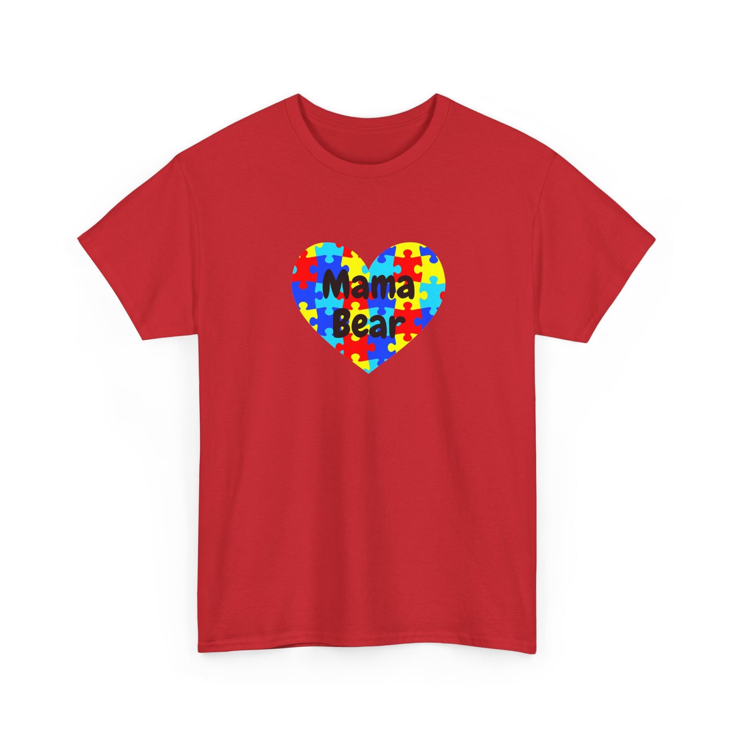 Mama Bear Autism Puzzle Heart T-Shirt - Autism Awareness Mom Tee