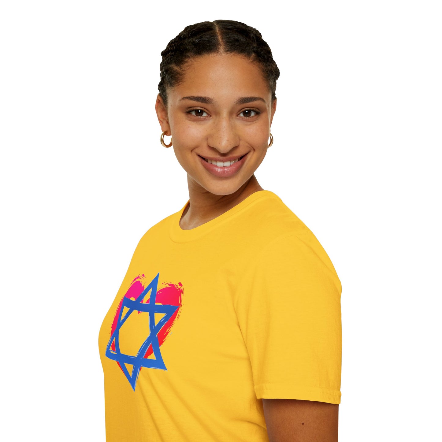 Star of David with Heart Unisex Softstyle T-Shirt