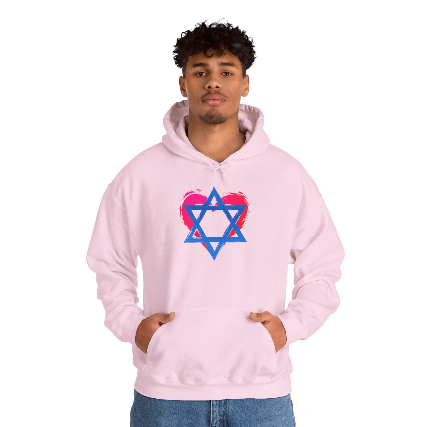 Star of David with Heart Unisex Heavy Blend™ Hooded Sweatshirt