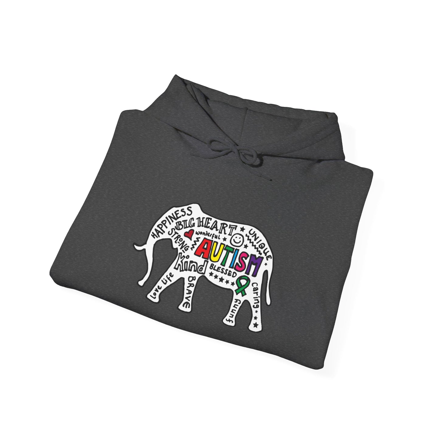 Autism Awareness Elephant Hoodie - Colorful Puzzle Piece Design