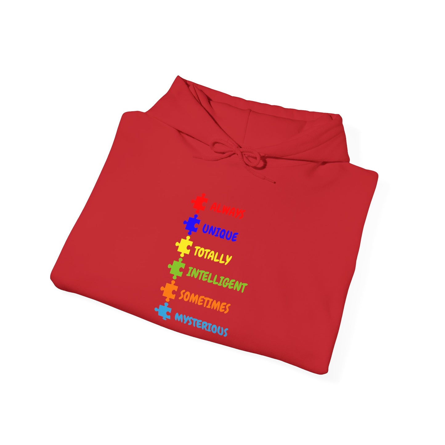 Autism Puzzle Traits Hoodie - "Always, Unique, Intelligent, Sometimes, Mysterious"