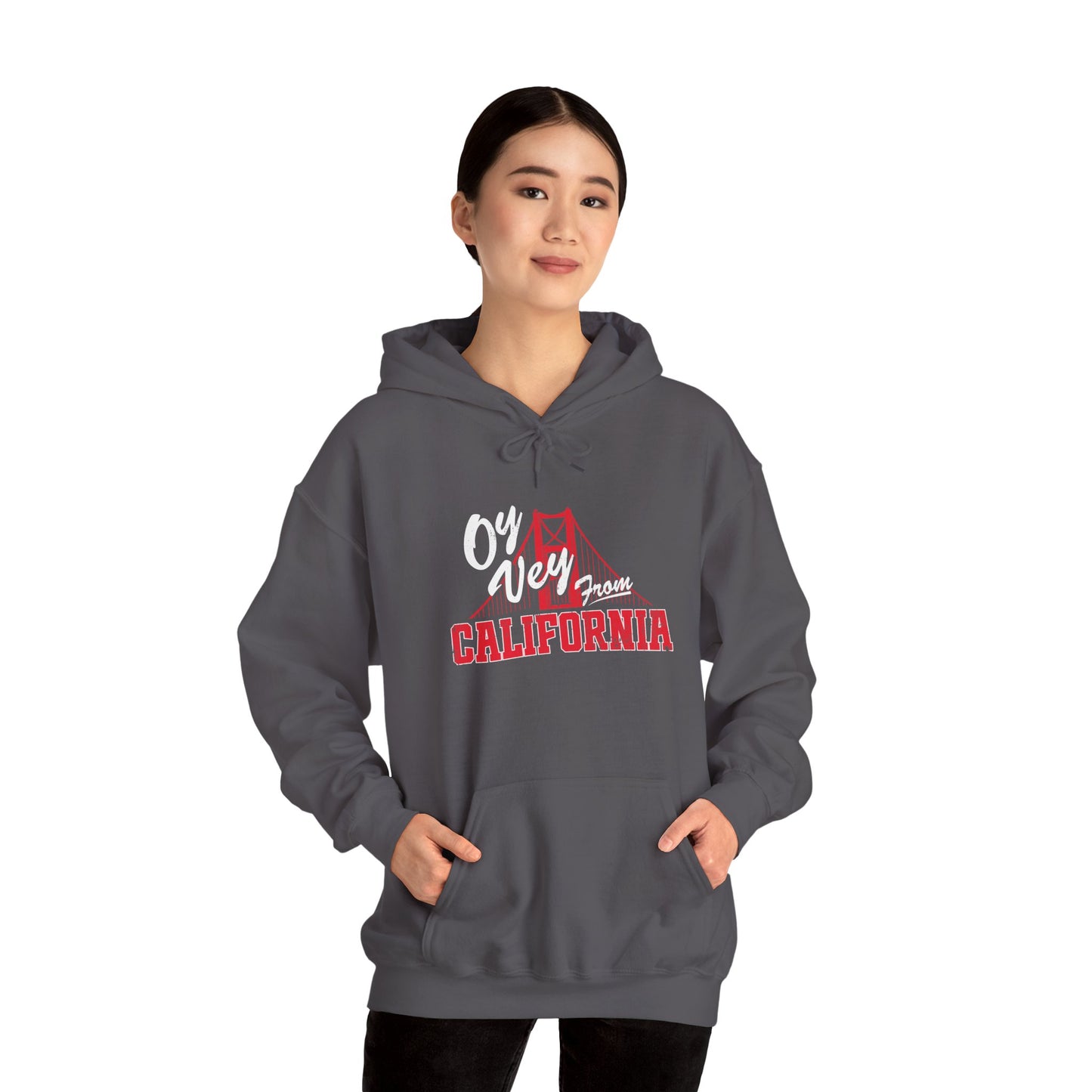 "OY VEY FROM CALIFORNIA" Unisex Heavy Blend™ Hooded Sweatshirt