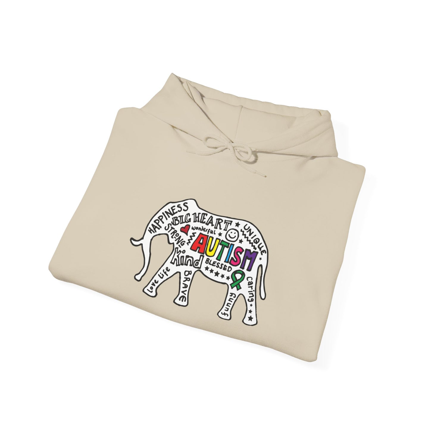 Autism Awareness Elephant Hoodie - Colorful Puzzle Piece Design