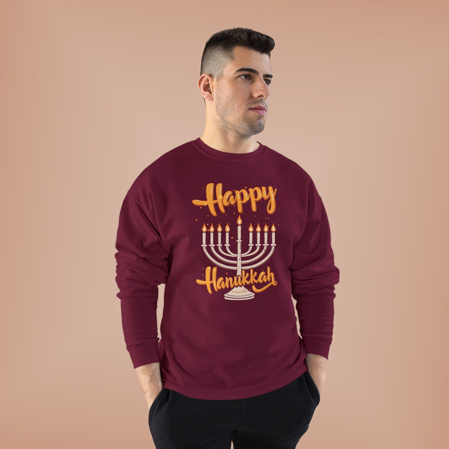 "Happy Hanukkah" Unisex EcoSmart® Crewneck Sweatshirt