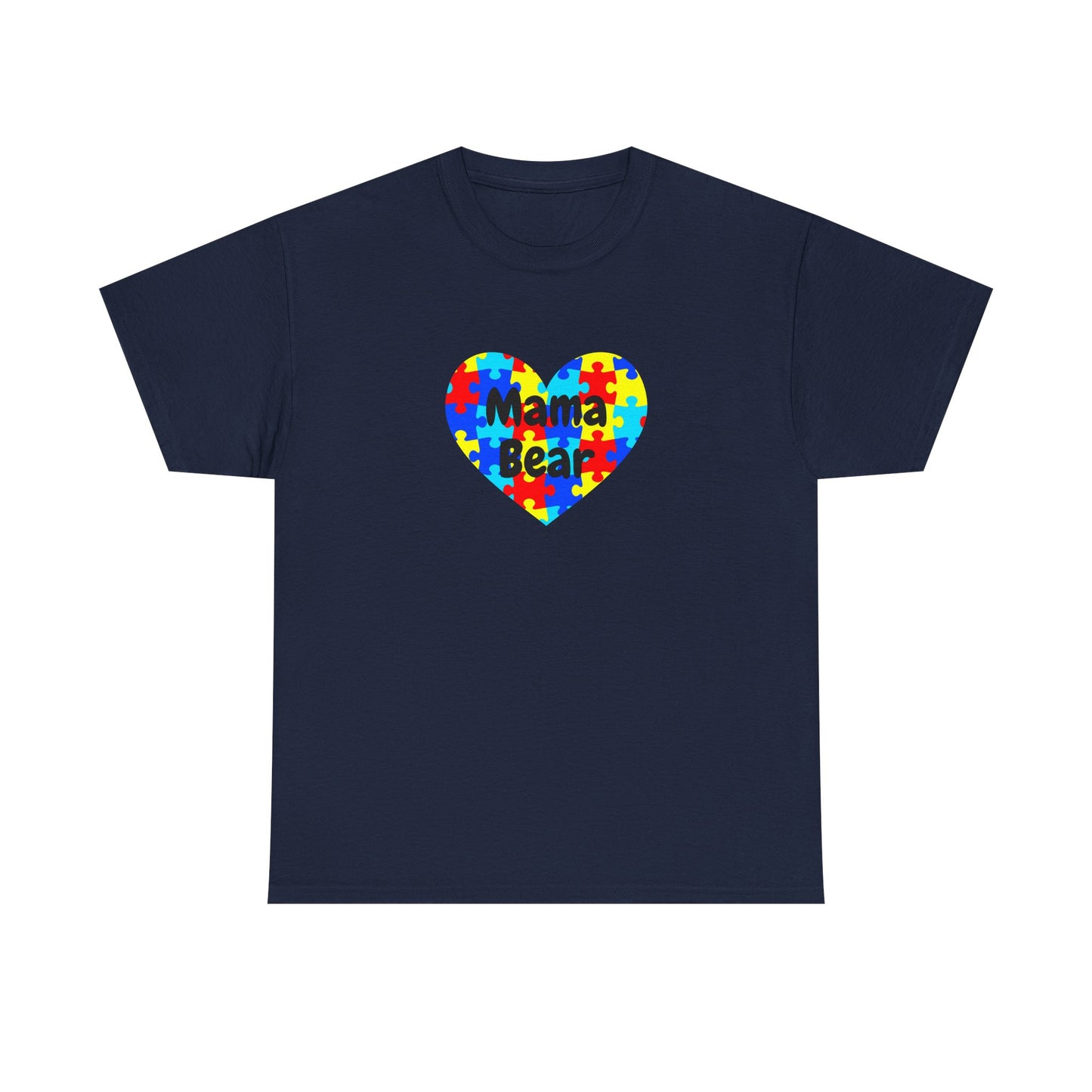Mama Bear Autism Puzzle Heart T-Shirt - Autism Awareness Mom Tee