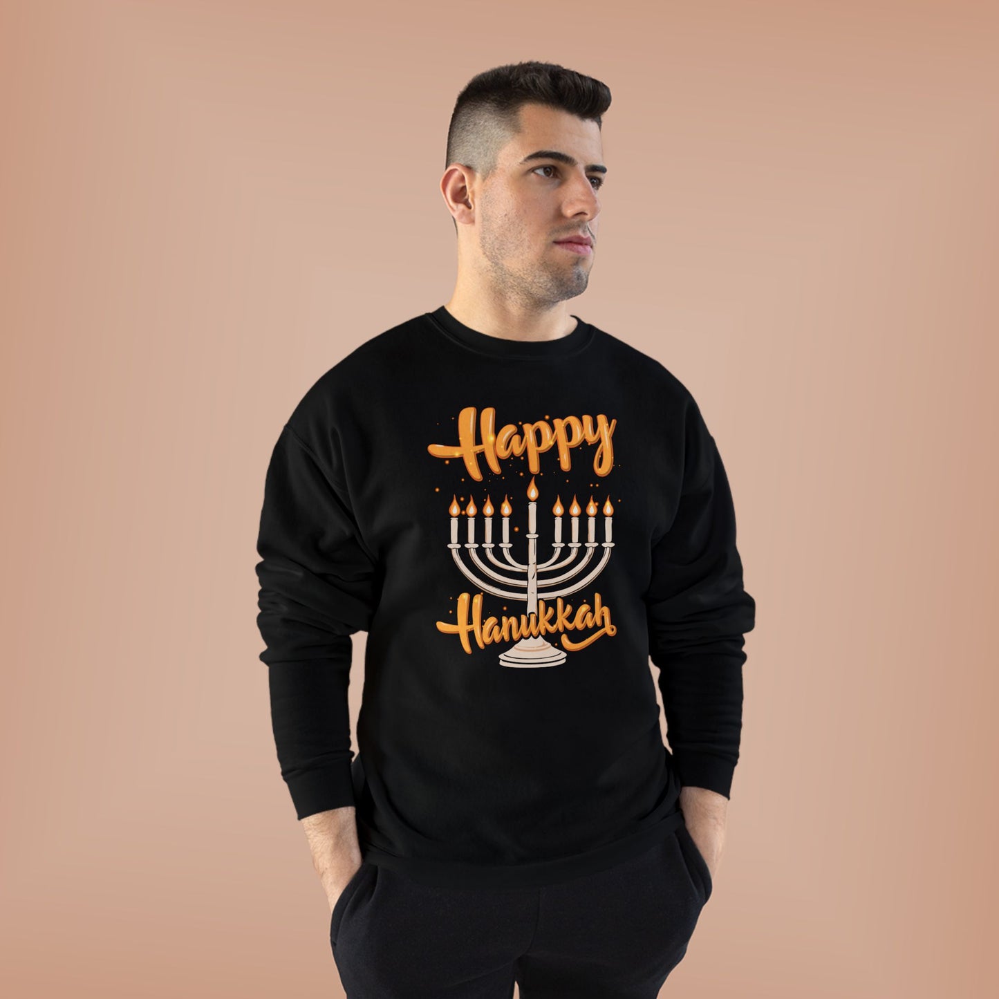 "Happy Hanukkah" Unisex EcoSmart® Crewneck Sweatshirt