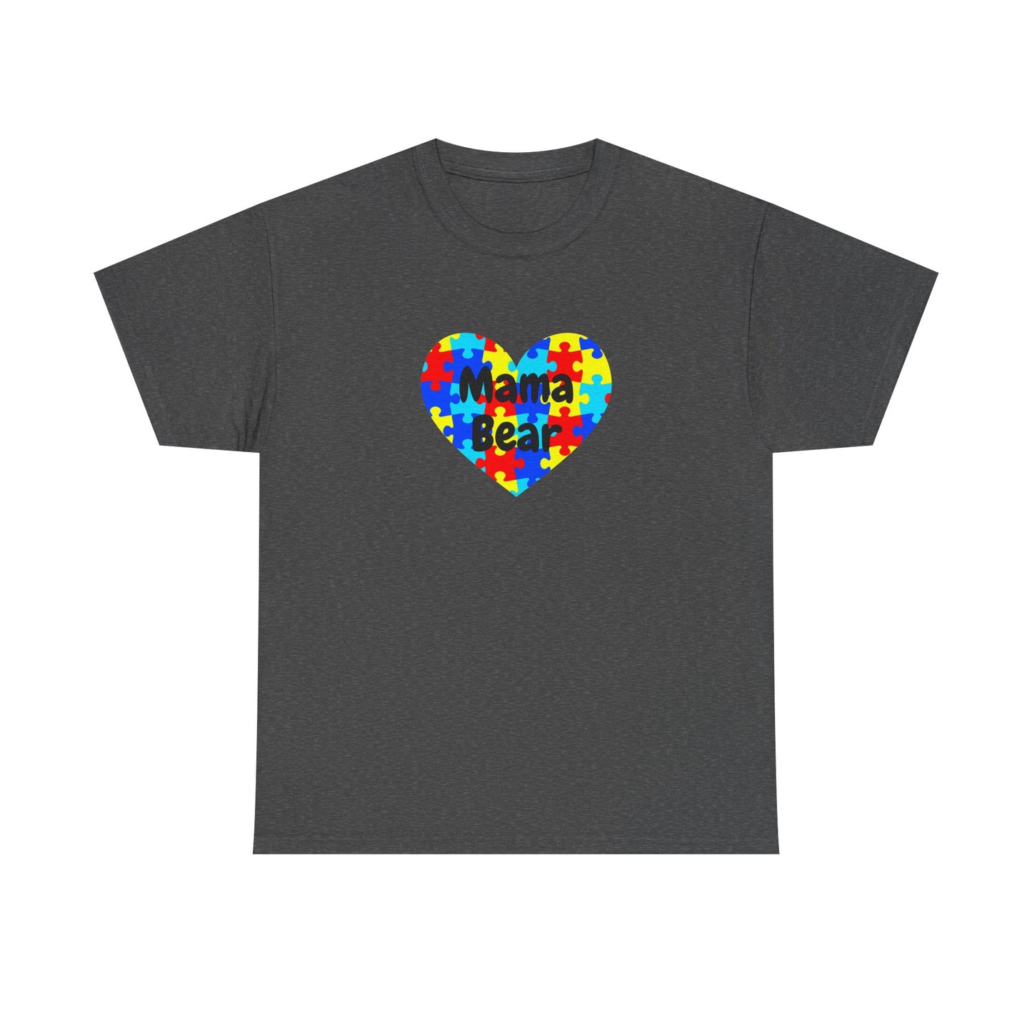 Mama Bear Autism Puzzle Heart T-Shirt - Autism Awareness Mom Tee