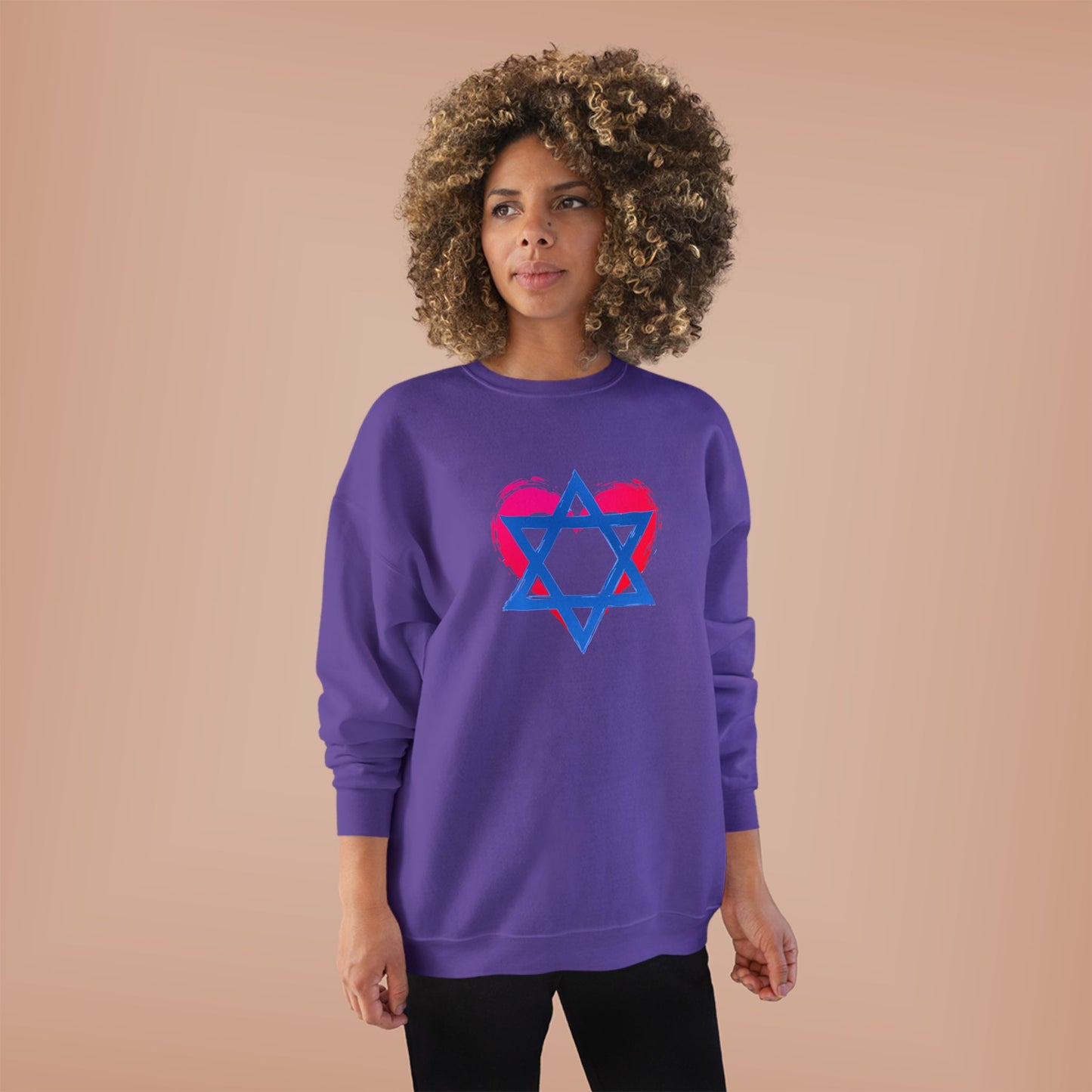 Star of David with Heart Unisex EcoSmart® Crewneck Sweatshirt