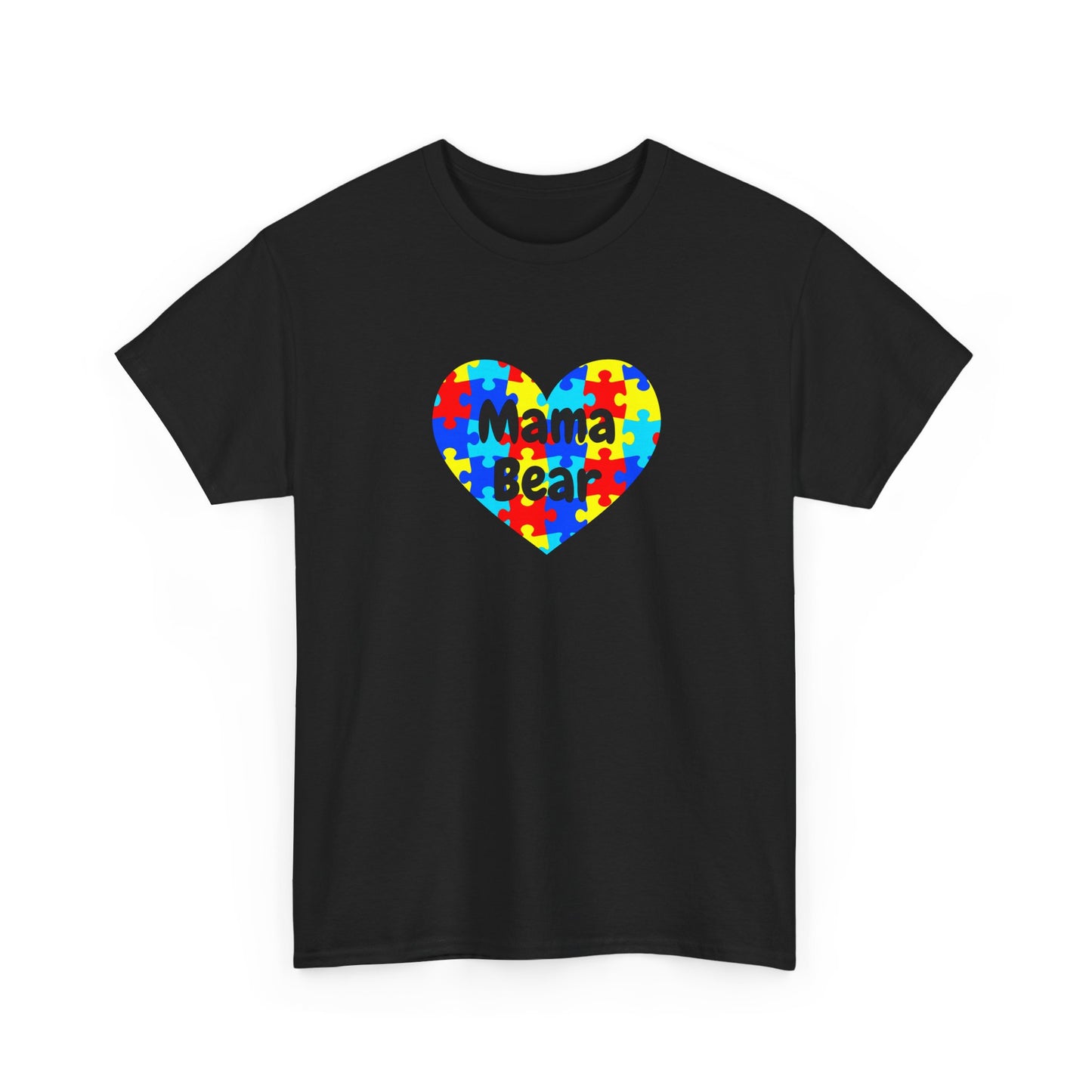 Mama Bear Autism Puzzle Heart T-Shirt - Autism Awareness Mom Tee