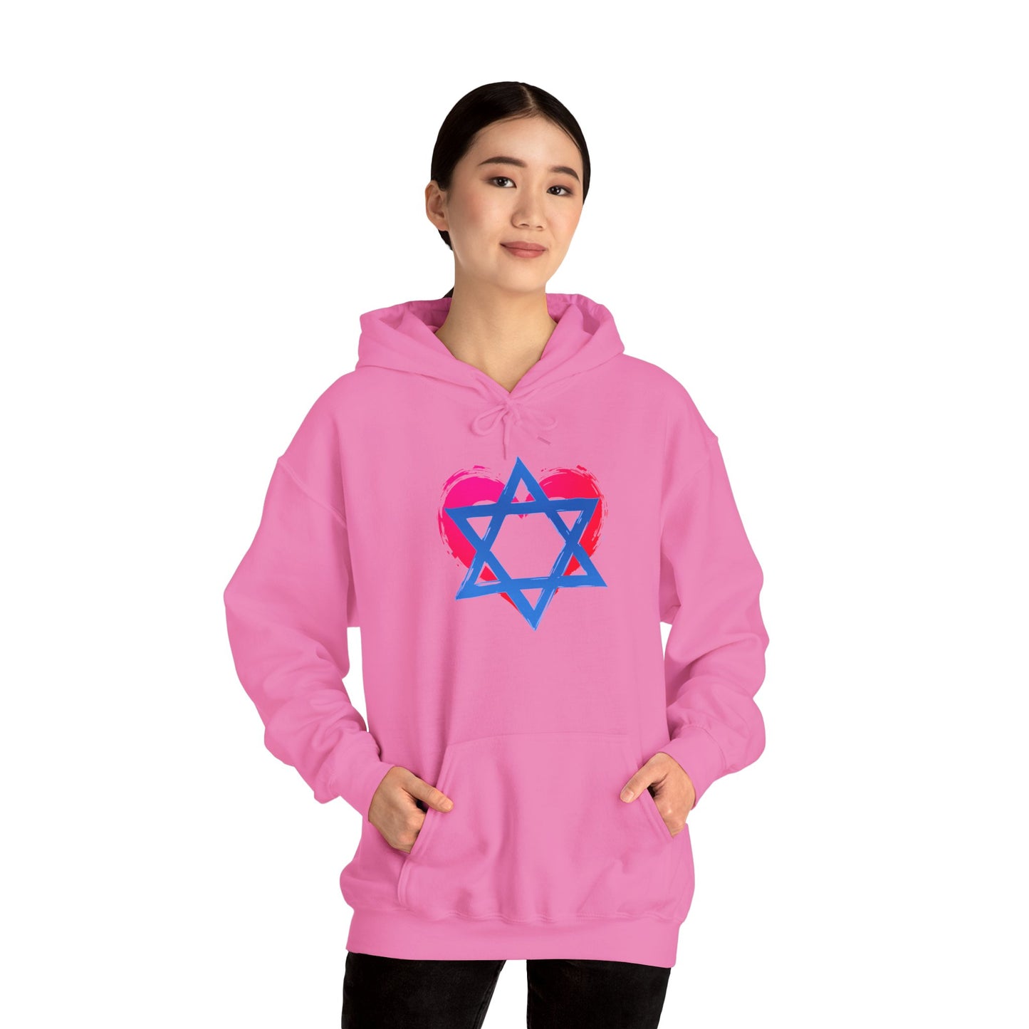 Star of David with Heart Unisex Heavy Blend™ Hooded Sweatshirt