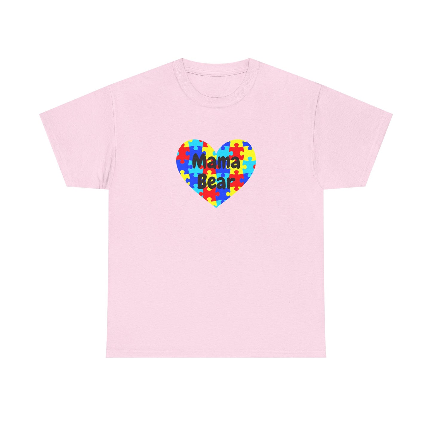 Mama Bear Autism Puzzle Heart T-Shirt - Autism Awareness Mom Tee