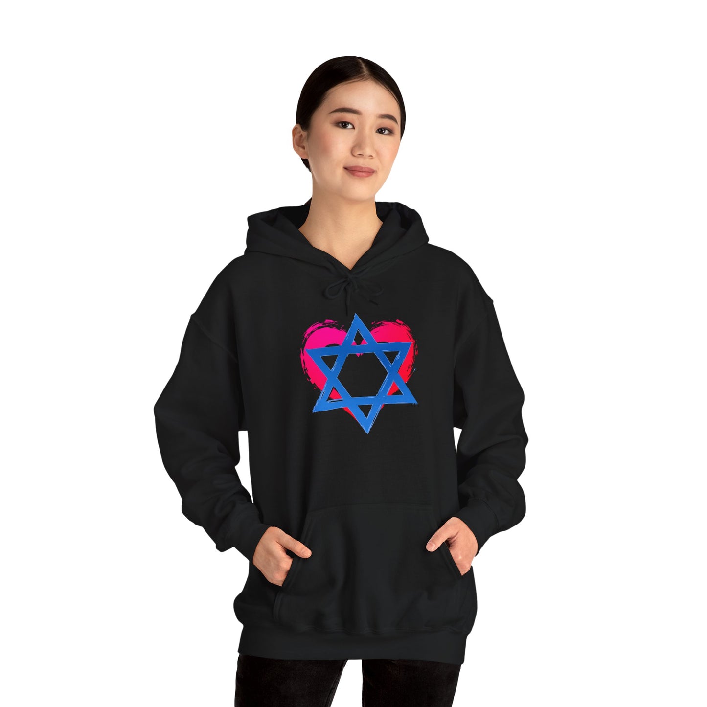 Star of David with Heart Unisex Heavy Blend™ Hooded Sweatshirt