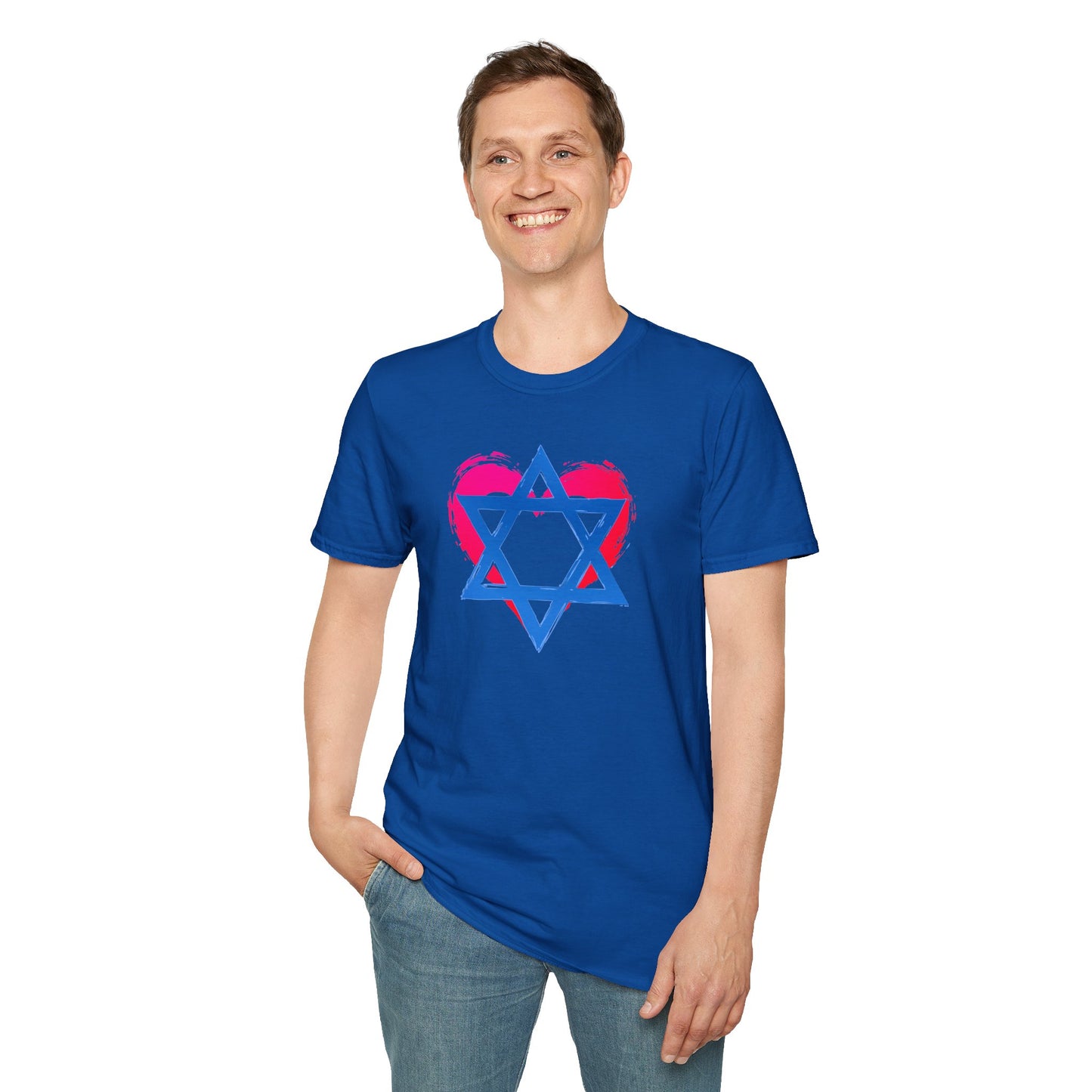 Star of David with Heart Unisex Softstyle T-Shirt