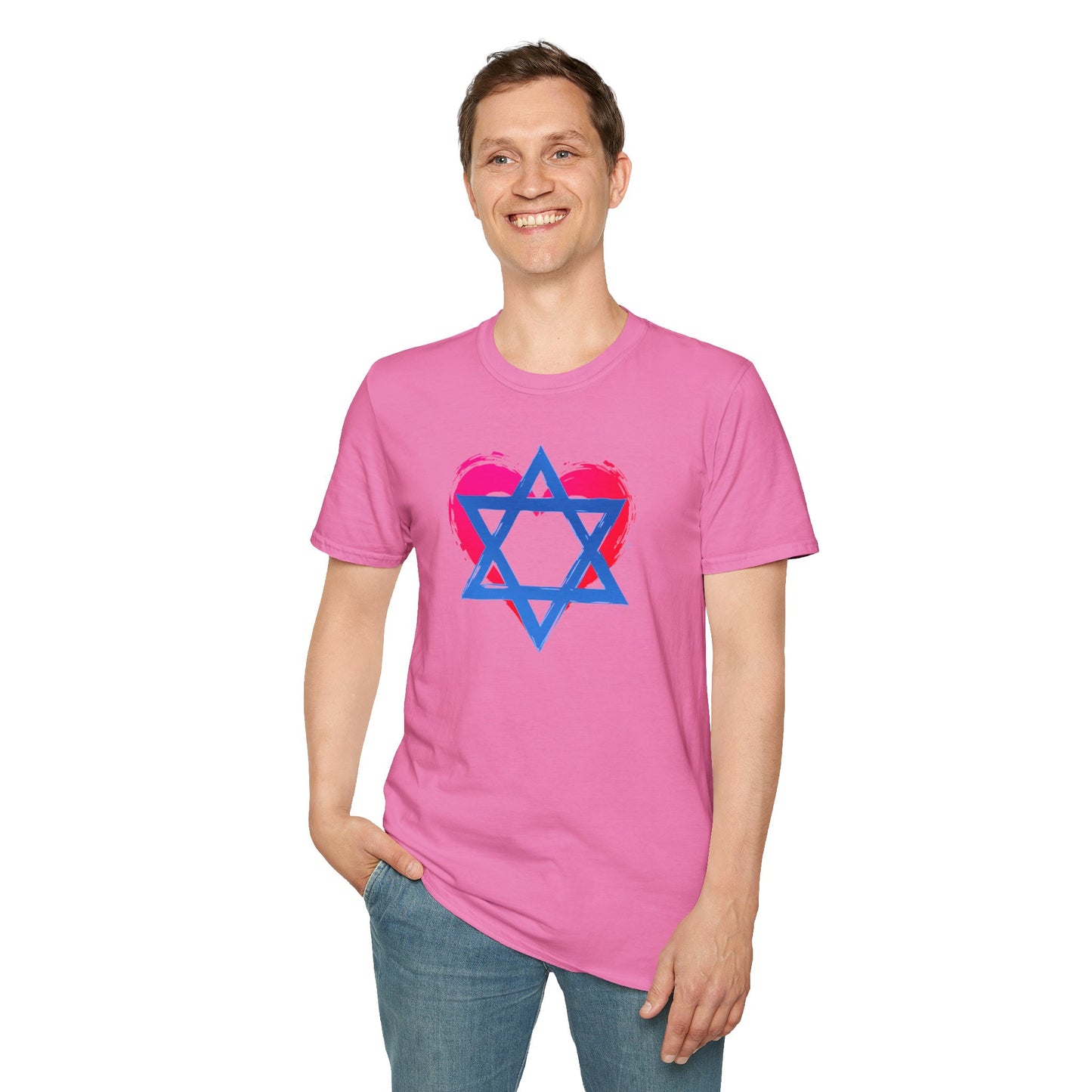 Star of David with Heart Unisex Softstyle T-Shirt