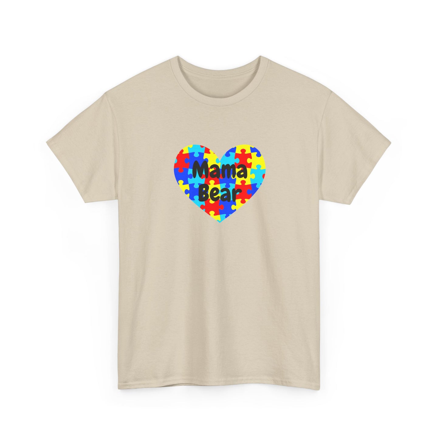 Mama Bear Autism Puzzle Heart T-Shirt - Autism Awareness Mom Tee