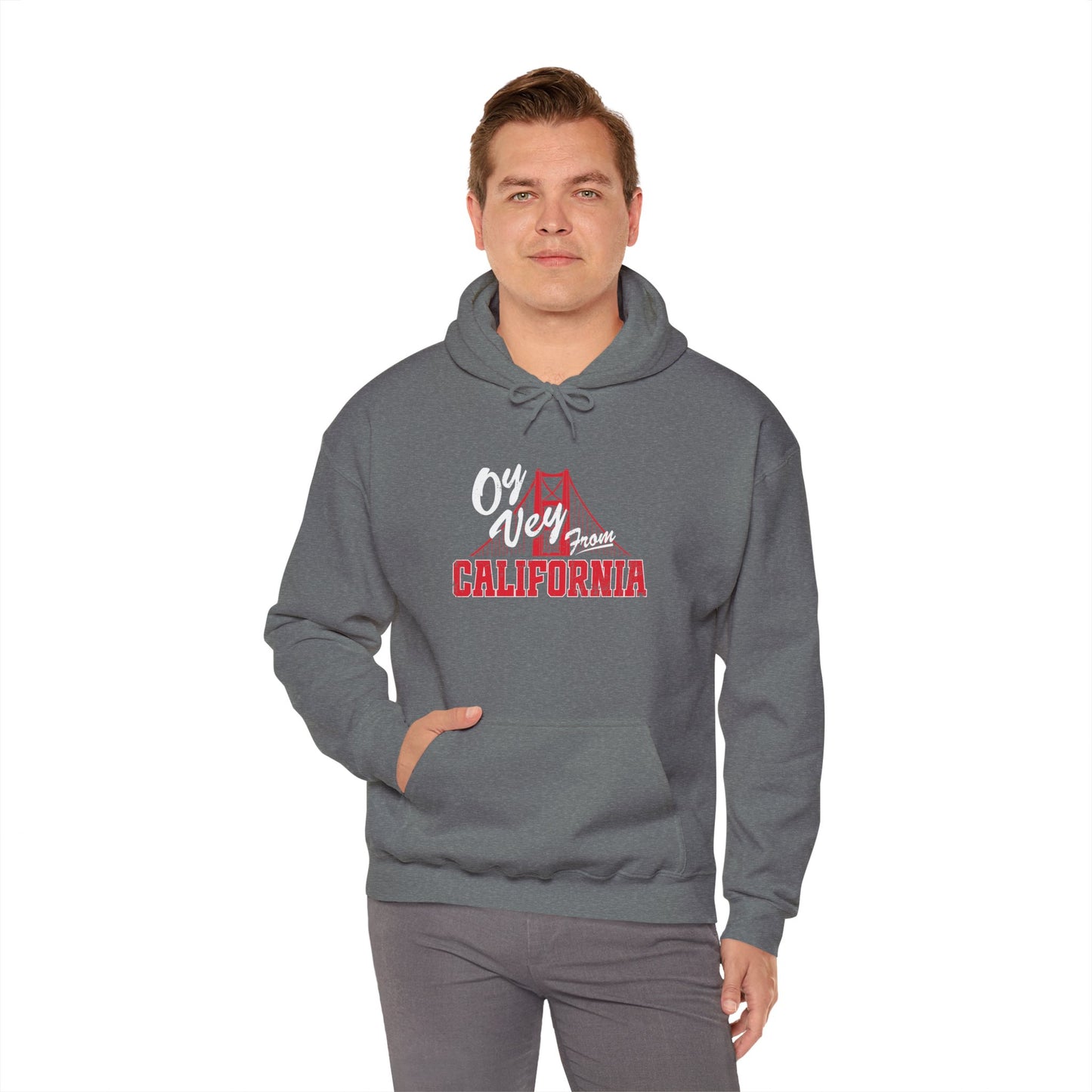 "OY VEY FROM CALIFORNIA" Unisex Heavy Blend™ Hooded Sweatshirt