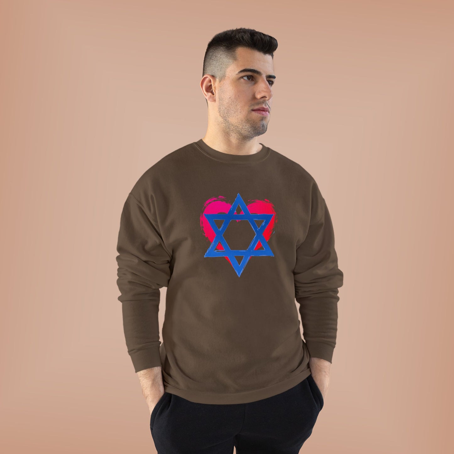 Star of David with Heart Unisex EcoSmart® Crewneck Sweatshirt