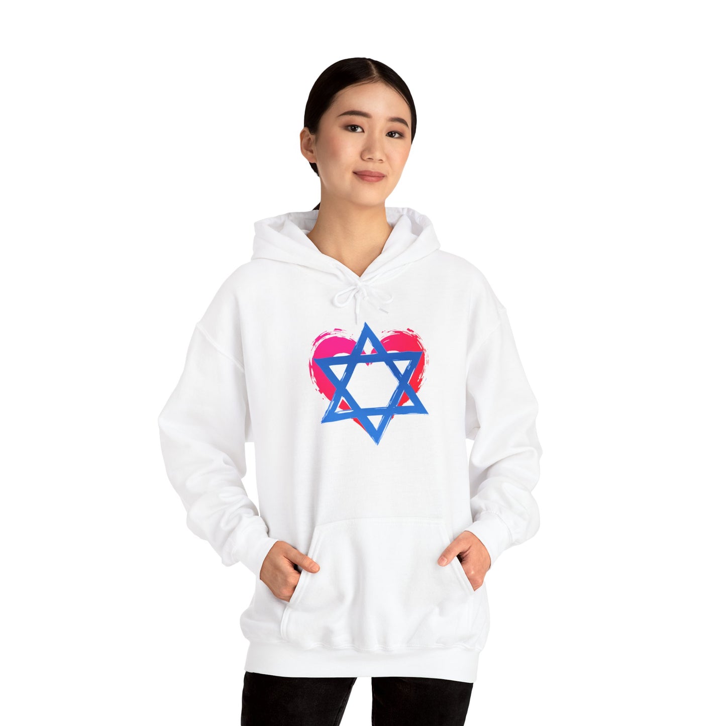 Star of David with Heart Unisex Heavy Blend™ Hooded Sweatshirt