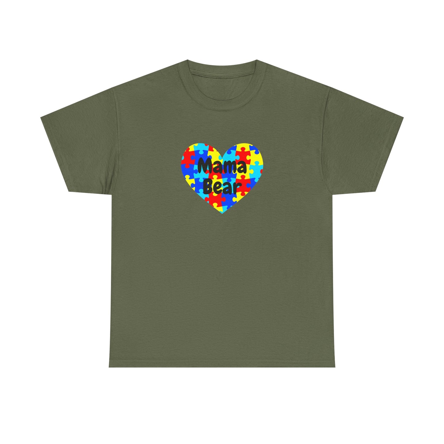 Mama Bear Autism Puzzle Heart T-Shirt - Autism Awareness Mom Tee