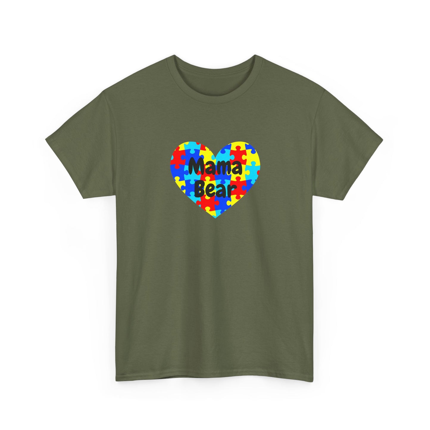 Mama Bear Autism Puzzle Heart T-Shirt - Autism Awareness Mom Tee