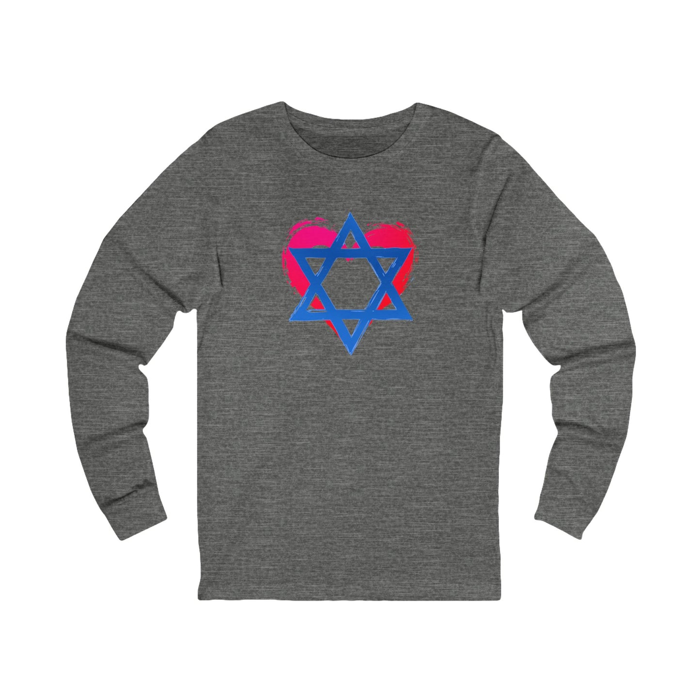 Star of David with Heart Unisex Jersey Long Sleeve Tee