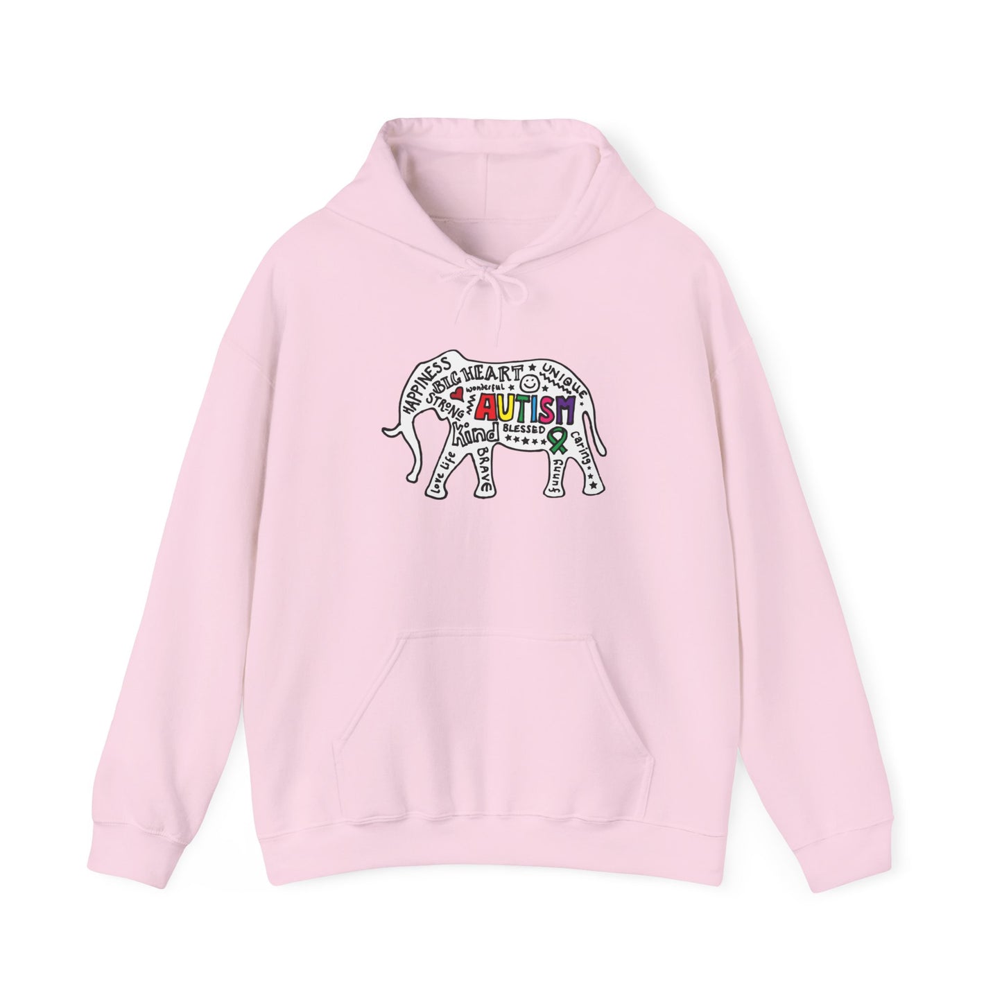 Autism Awareness Elephant Hoodie - Colorful Puzzle Piece Design