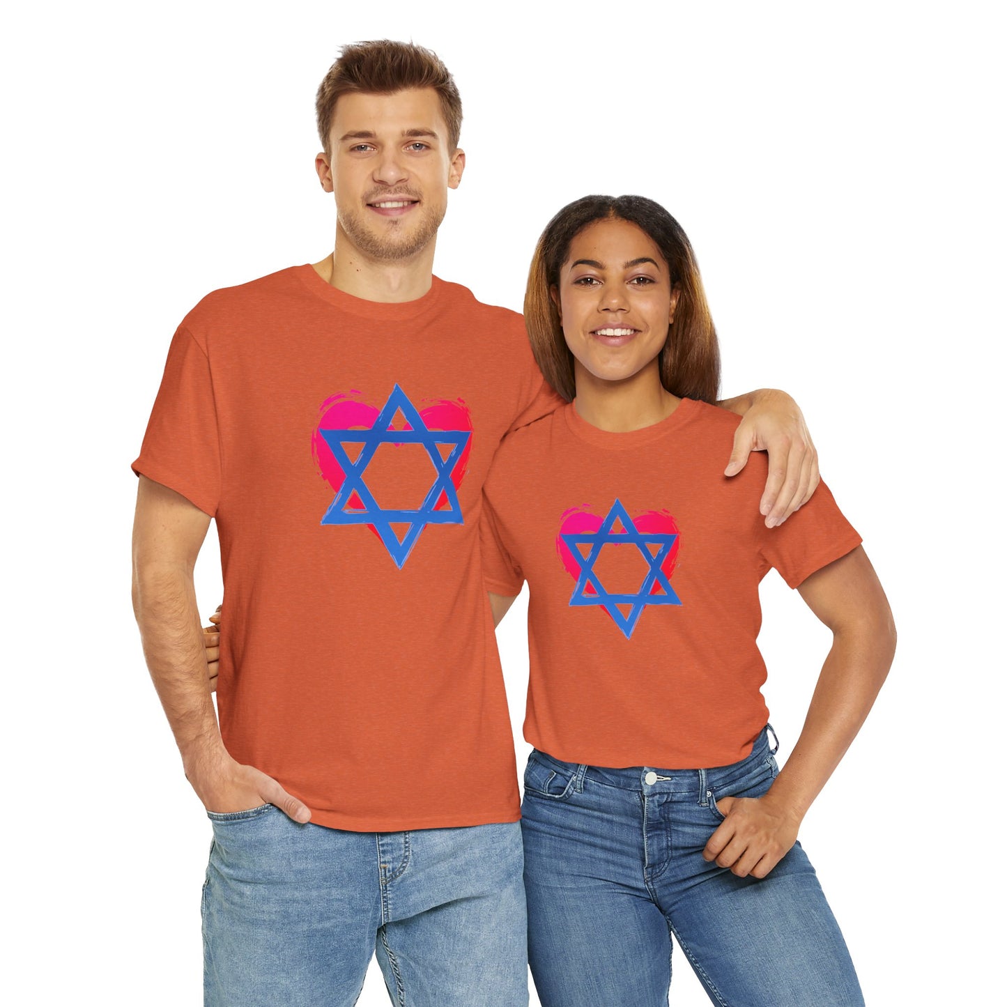 Star of David with Heart Unisex Heavy Cotton Tee