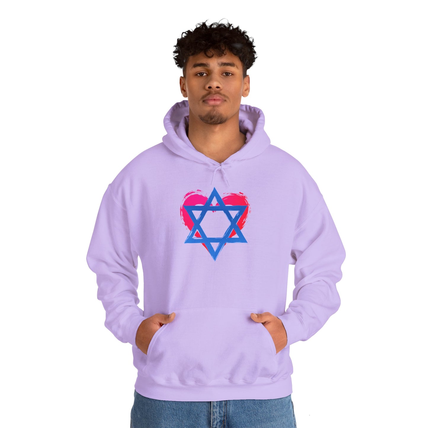 Star of David with Heart Unisex Heavy Blend™ Hooded Sweatshirt