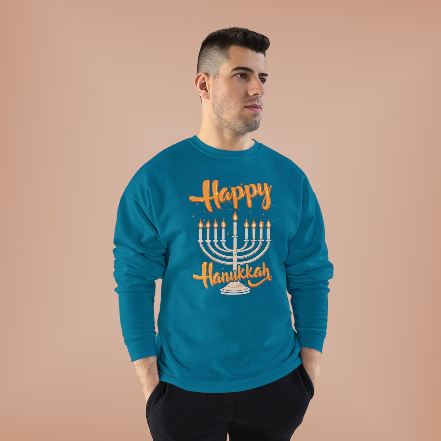 "Happy Hanukkah" Unisex EcoSmart® Crewneck Sweatshirt