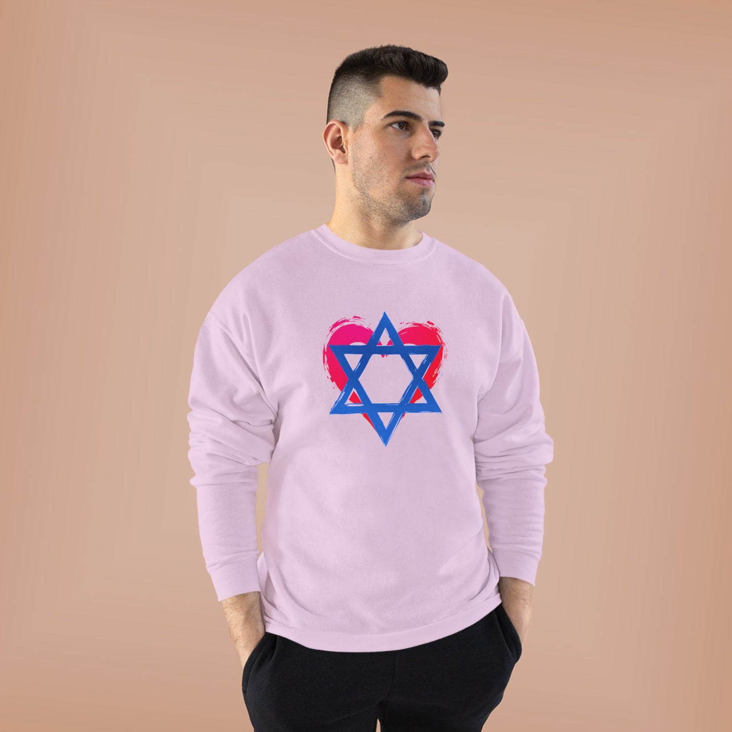 Star of David with Heart Unisex EcoSmart® Crewneck Sweatshirt