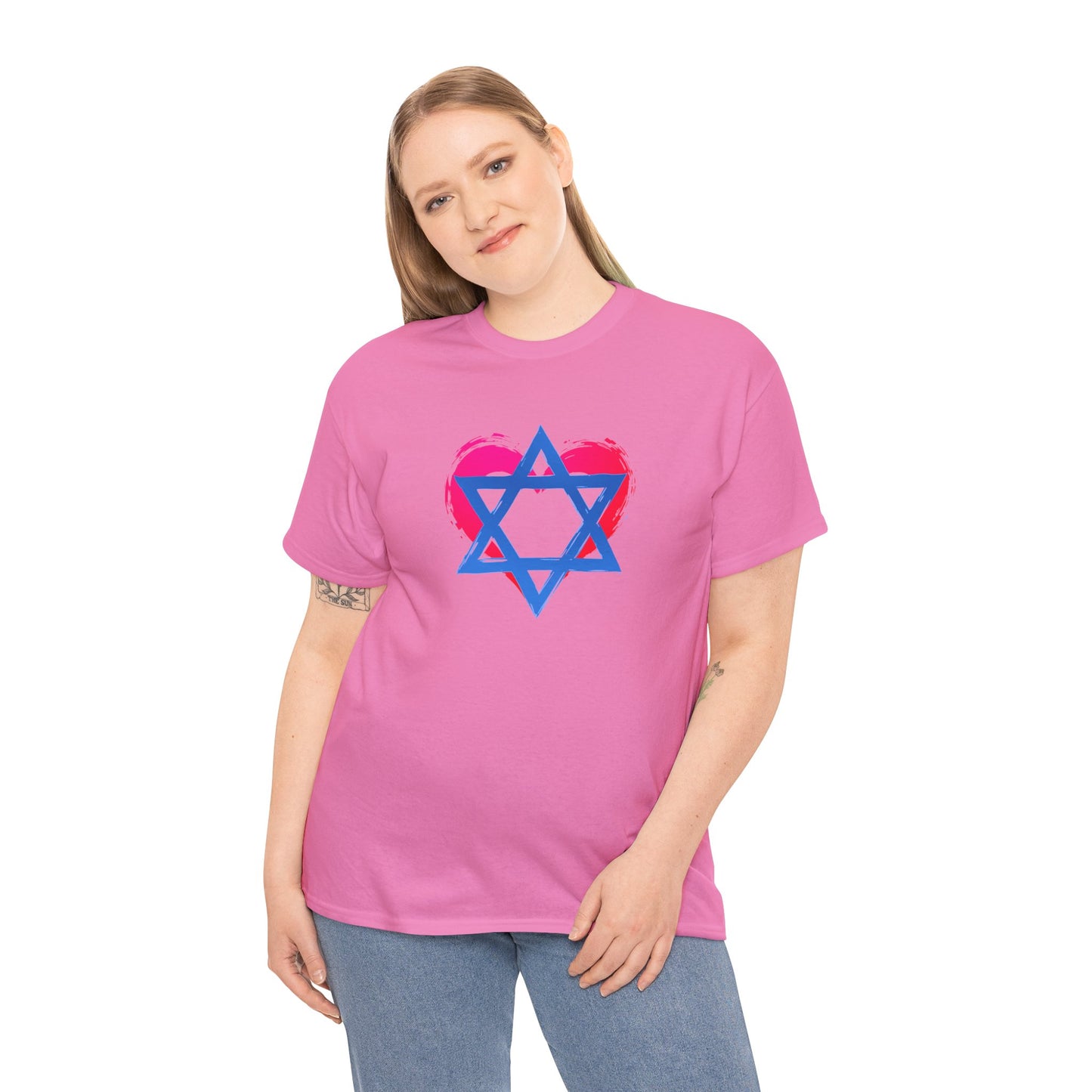 Star of David with Heart Unisex Heavy Cotton Tee