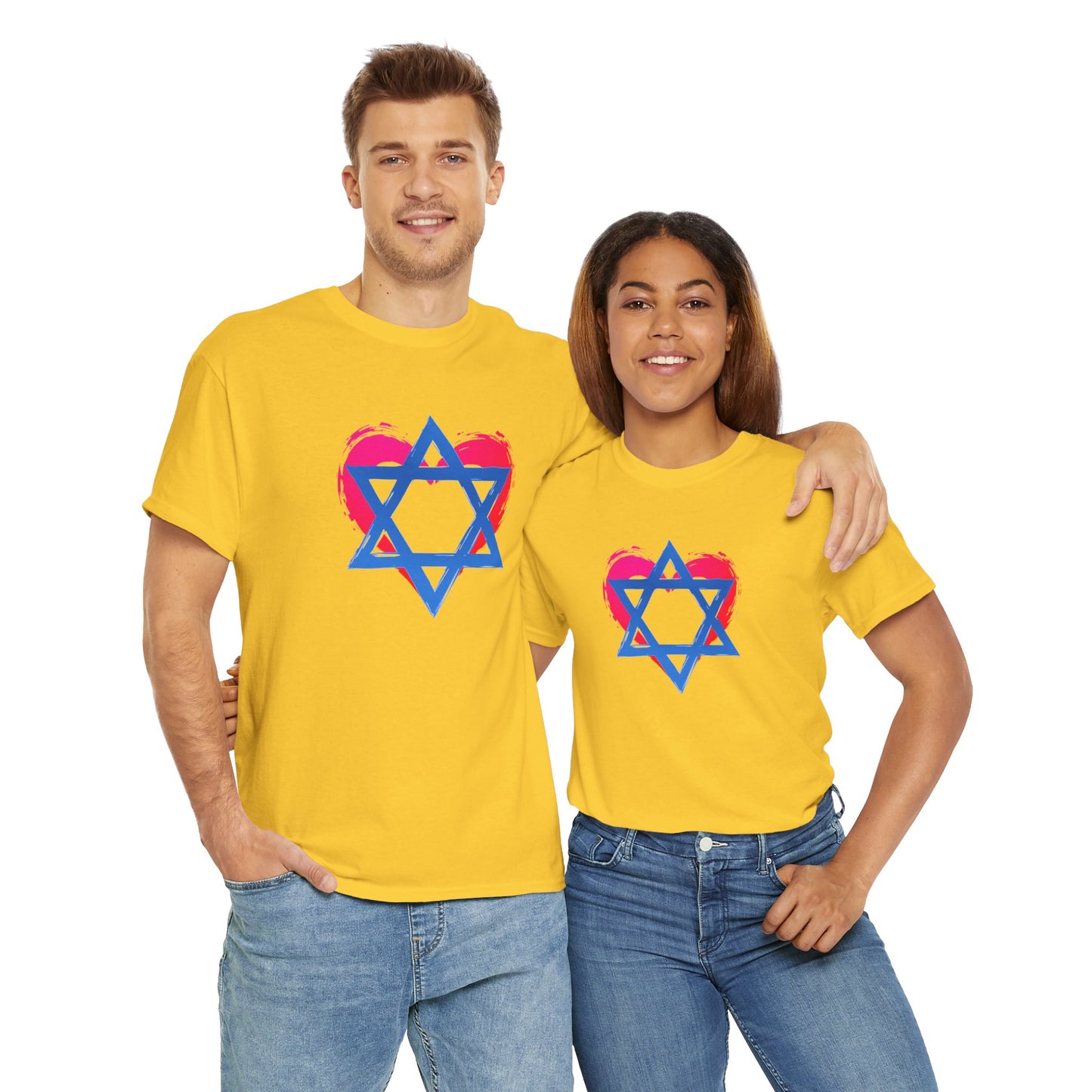 Star of David with Heart Unisex Heavy Cotton Tee