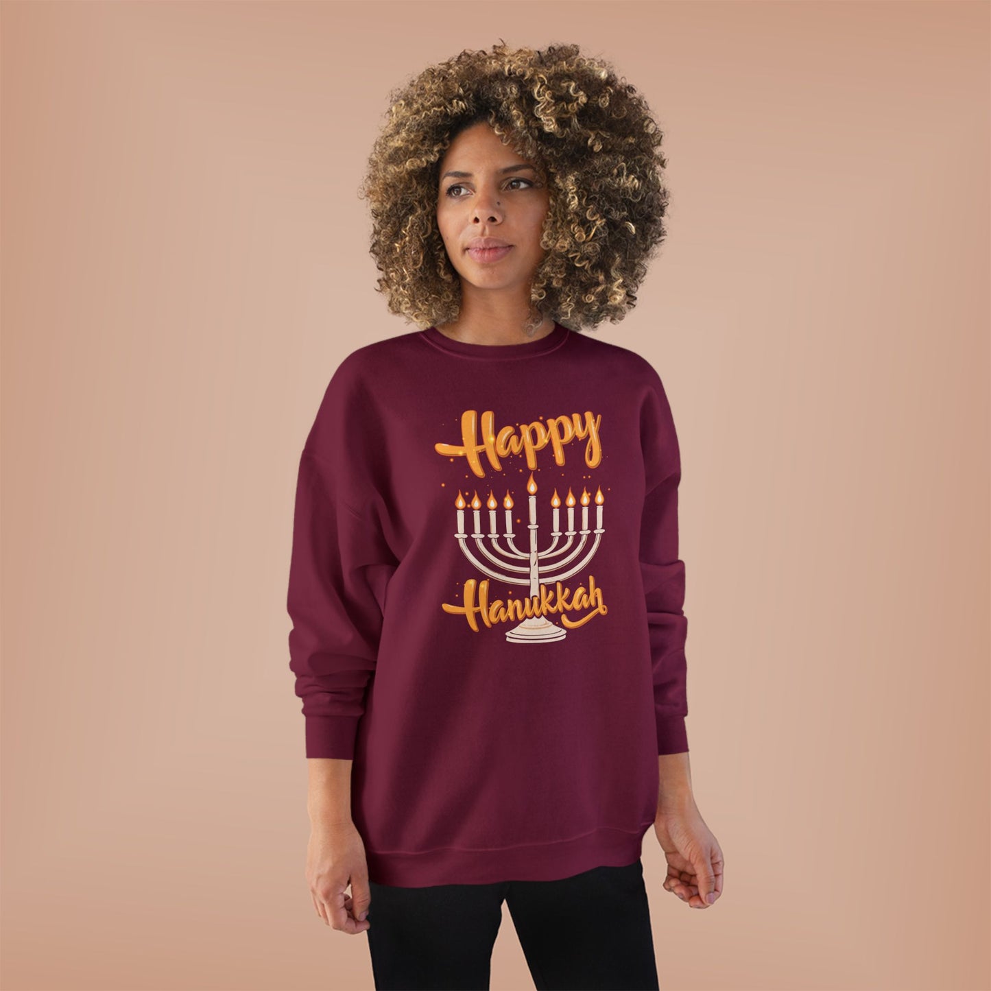 "Happy Hanukkah" Unisex EcoSmart® Crewneck Sweatshirt